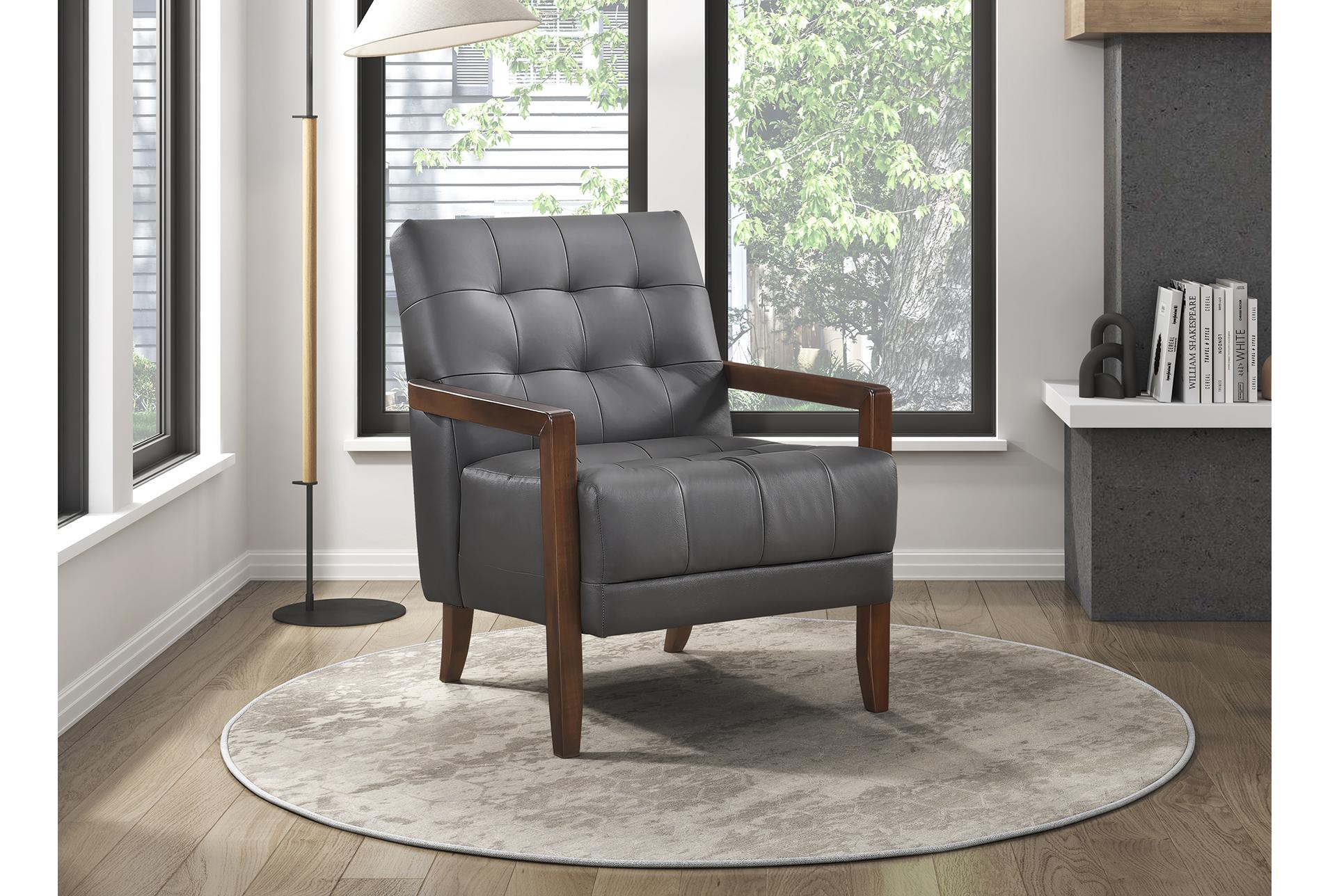 tonier dark grey wood accent arm chair with walnut finish | solid | 100% leather | with arms | club 20 tonier dark grey wood accent arm chair with walnut finish | solid | 100% leather | with arms | club