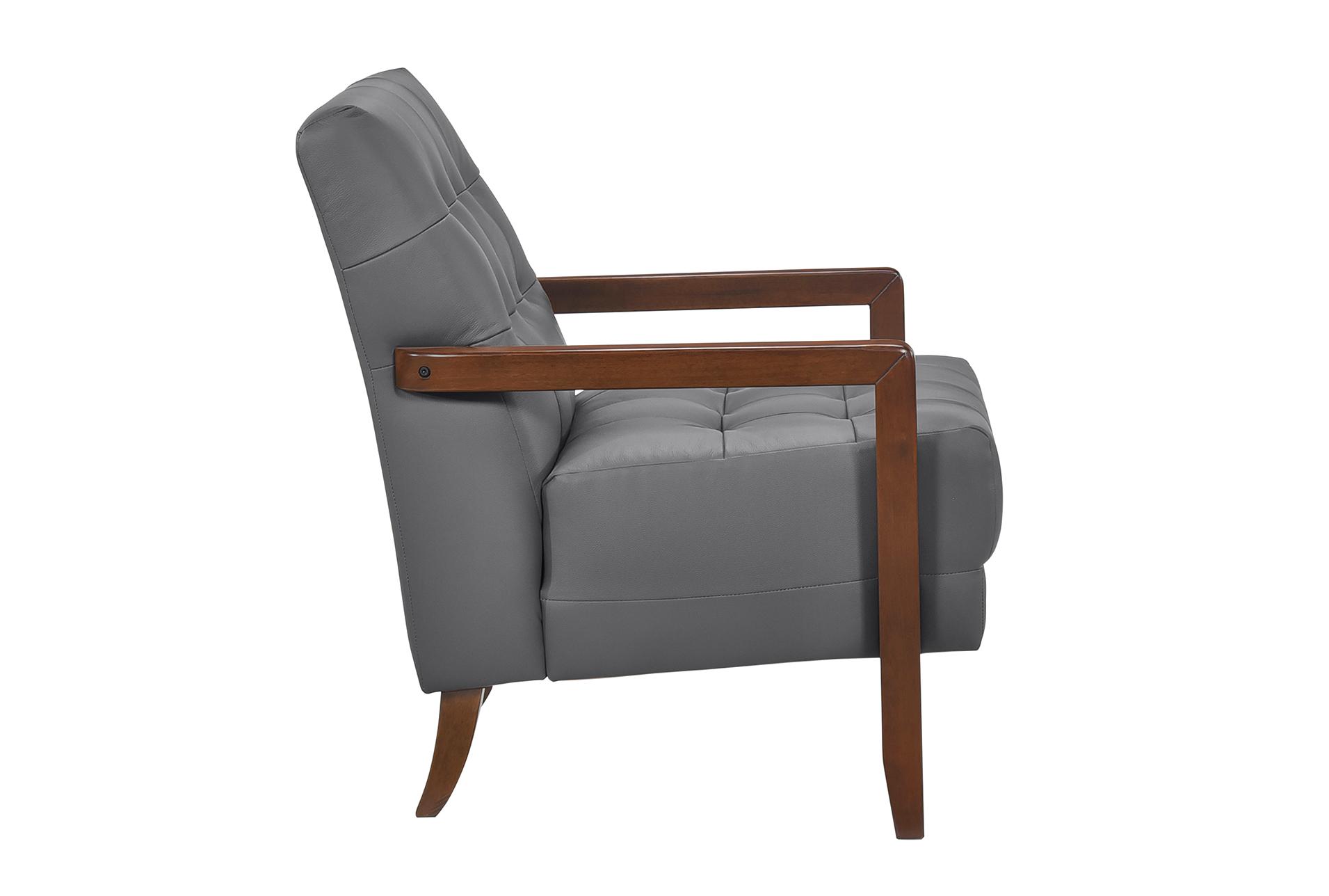 tonier dark grey wood accent arm chair with walnut finish | solid | 100% leather | with arms | club 13 tonier dark grey wood accent arm chair with walnut finish | solid | 100% leather | with arms | club