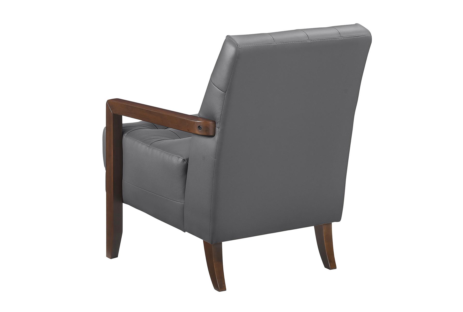 tonier dark grey wood accent arm chair with walnut finish | solid | 100% leather | with arms | club 15 tonier dark grey wood accent arm chair with walnut finish | solid | 100% leather | with arms | club