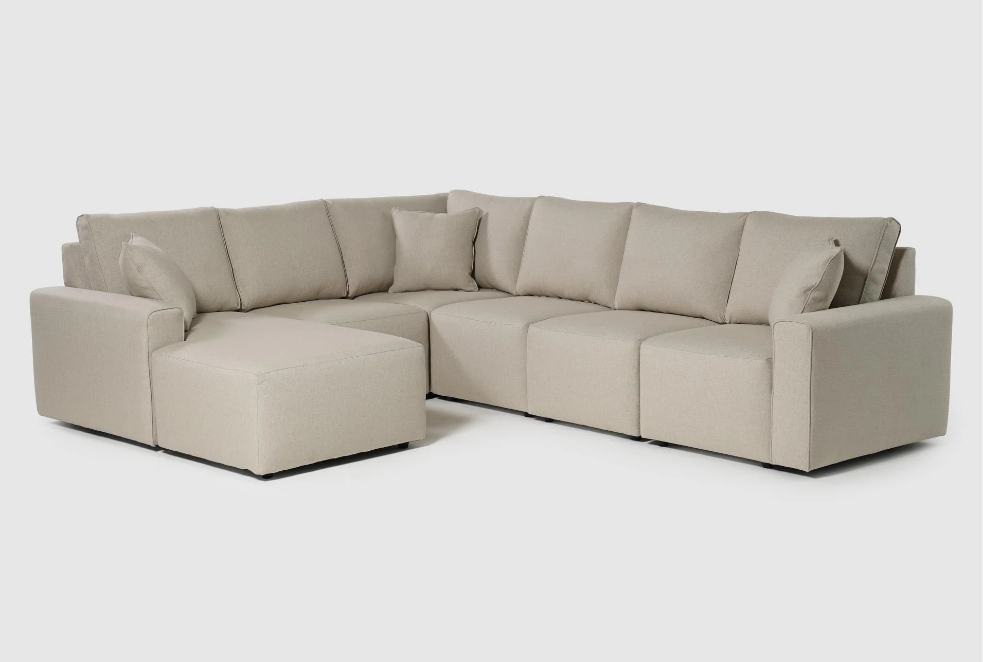 holland sand beige performance fabric modular 6 piece sectional with left arm facing chaise 1 holland sand beige performance fabric modular 6 piece sectional with left arm facing chaise