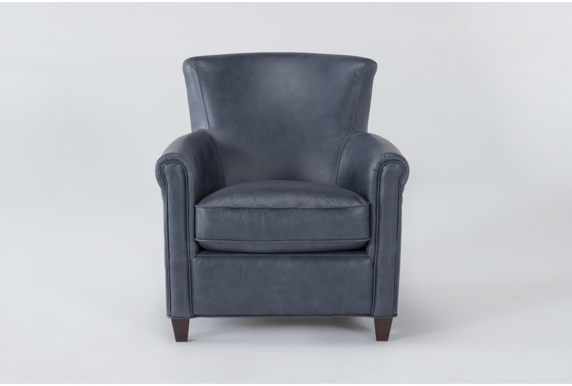 theodore blue leather arm chair | 100% leather | club | lounge