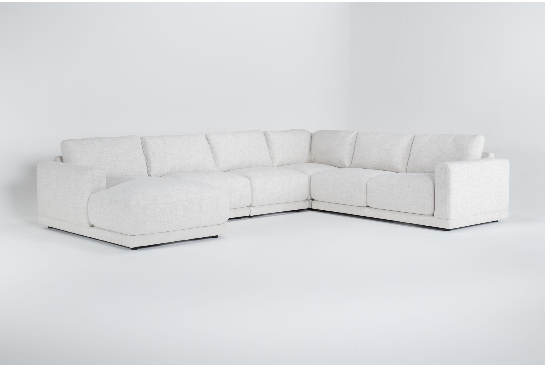 dreanna white fabric 146" 5 piece u-shaped sectional with left arm facing chaise | track arms | modular 1 dreanna white fabric 146" 5 piece u-shaped sectional with left arm facing chaise | track arms | modular