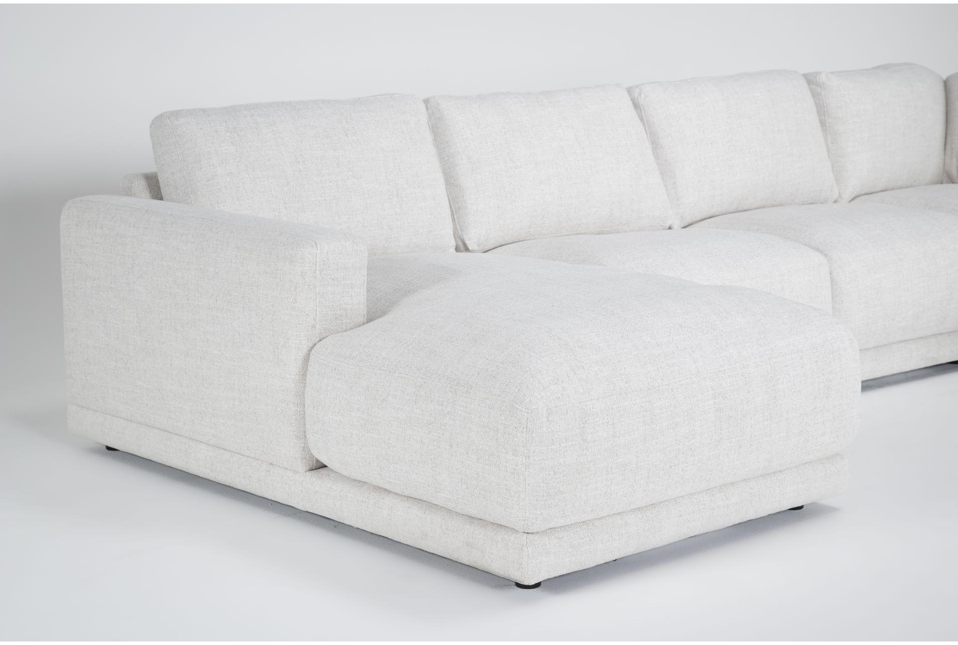 dreanna white fabric 146" 5 piece u-shaped sectional with left arm facing chaise | track arms | modular 7 dreanna white fabric 146" 5 piece u-shaped sectional with left arm facing chaise | track arms | modular