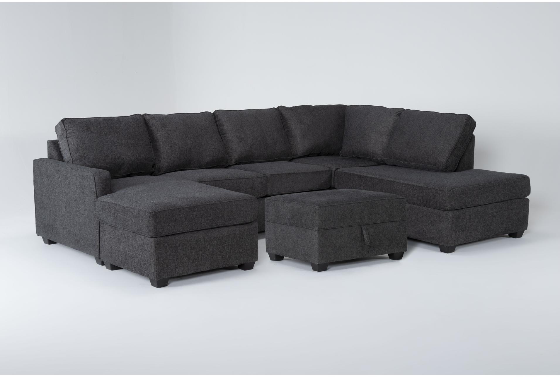 mathers slate grey fabric 125" 2 piece u-shaped sectional with left arm facing sofa chaise right arm facing corner chaise & storage ottoman 1 mathers slate grey fabric 125" 2 piece u-shaped sectional with left arm facing sofa chaise right arm facing corner chaise & storage ottoman