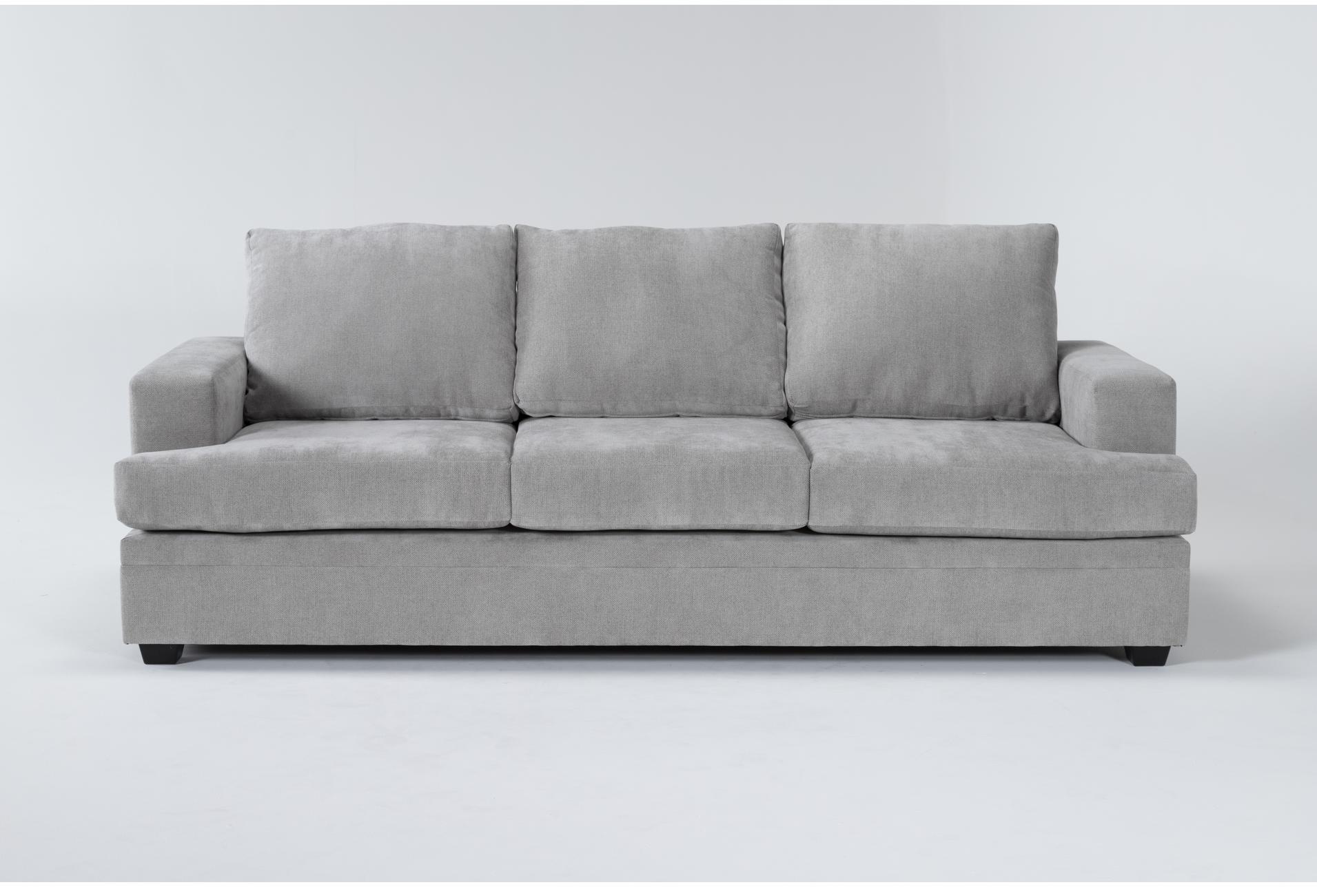 bonaterra dove grey fabric 97" queen memory foam sleeper sofa bed | track arms | loose reversible back 1 bonaterra dove grey fabric 97" queen memory foam sleeper sofa bed | track arms | loose reversible back