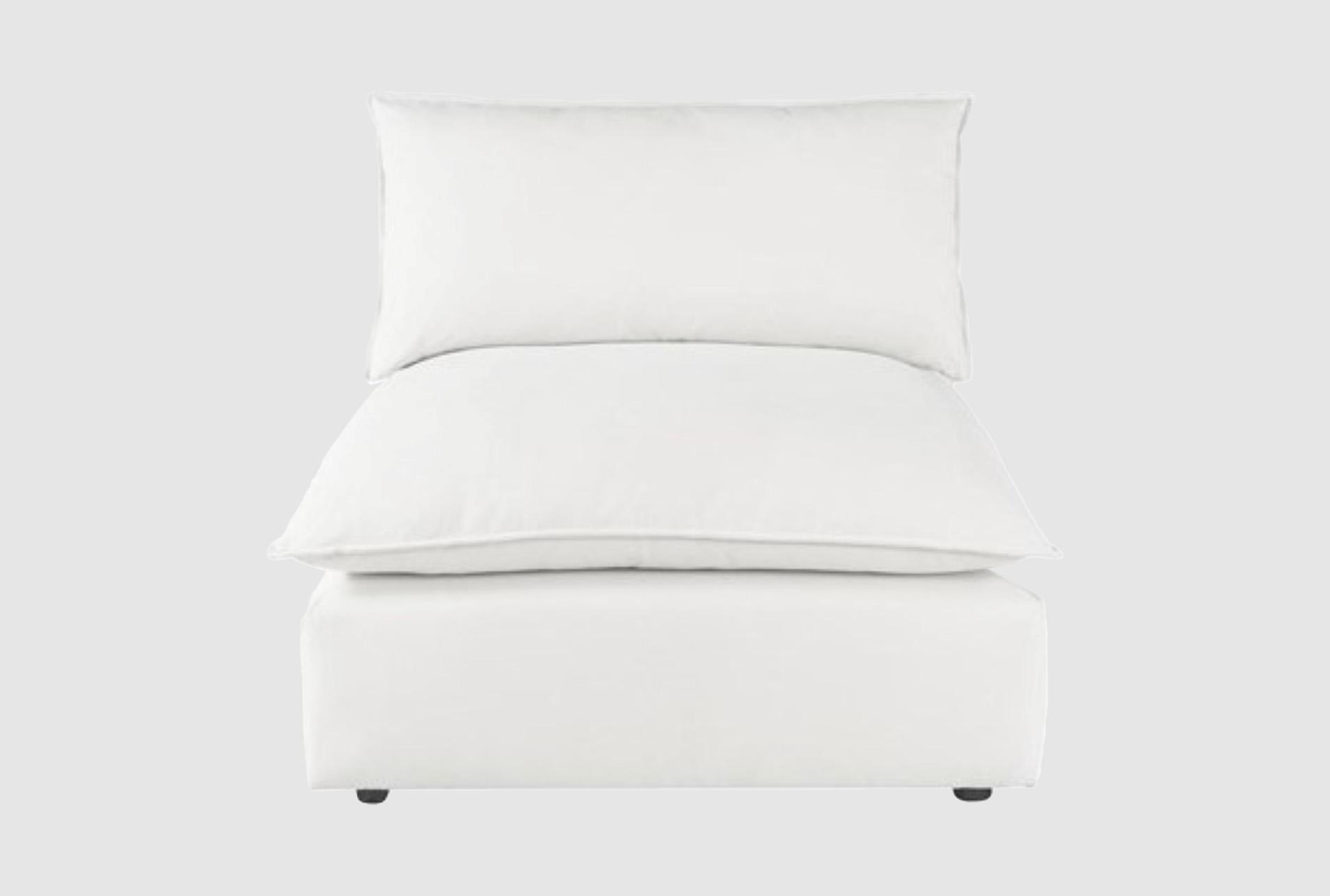 sutton pearl white fabric armless chair | solid | lounge