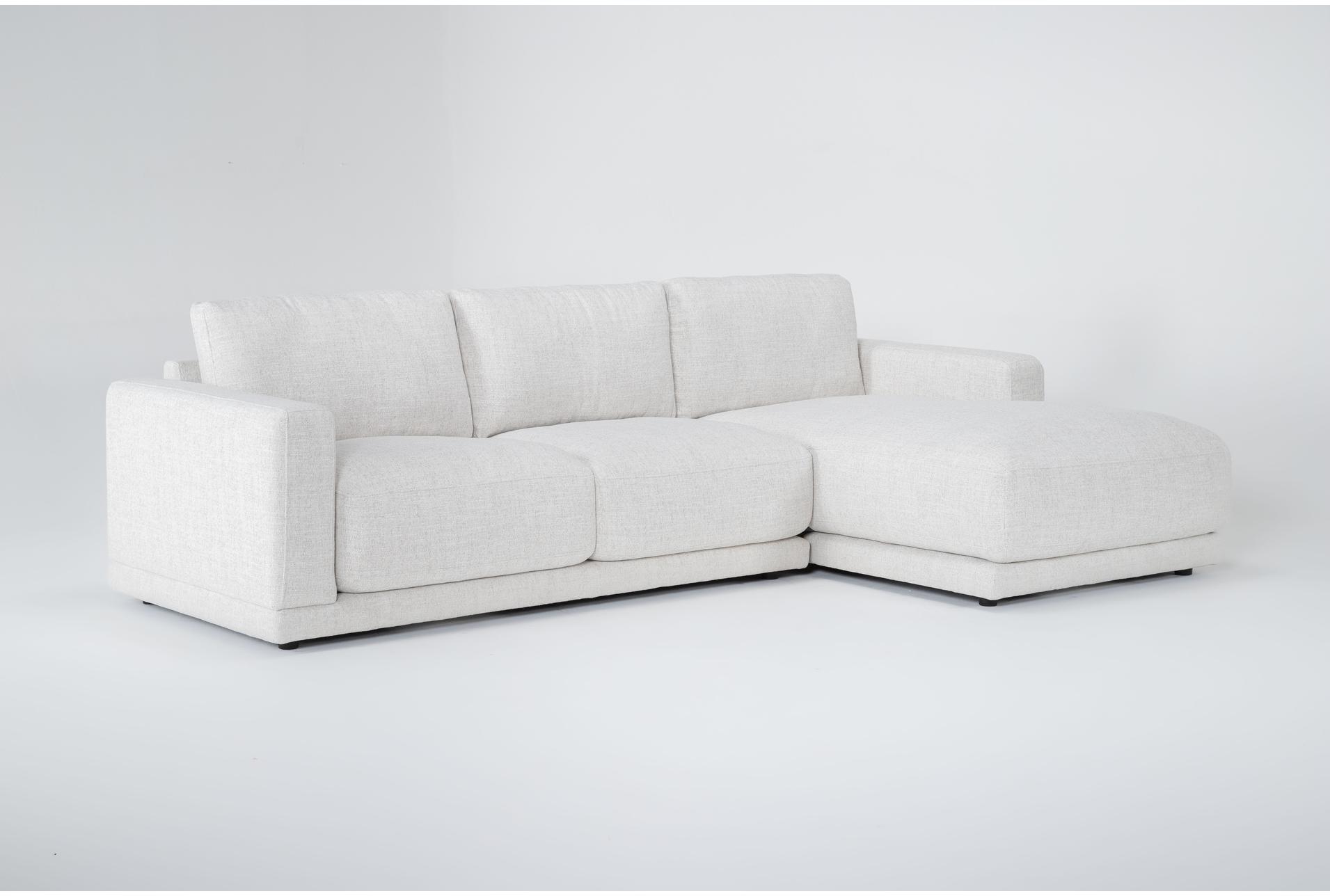 dreanna white fabric 114" 2 piece sectional with right arm facing chaise | track arms | modular 1 dreanna white fabric 114" 2 piece sectional with right arm facing chaise | track arms | modular
