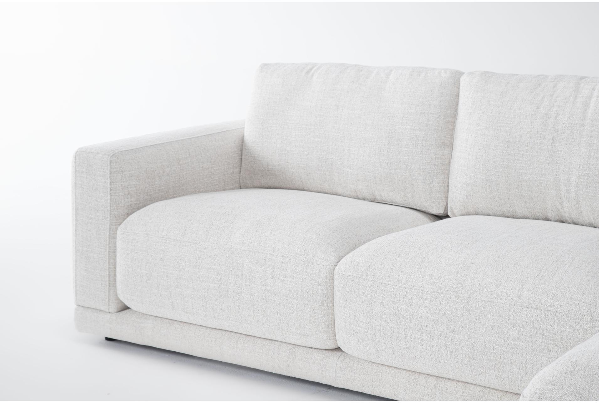 dreanna white fabric 114" 2 piece sectional with right arm facing chaise | track arms | modular 6 dreanna white fabric 114" 2 piece sectional with right arm facing chaise | track arms | modular