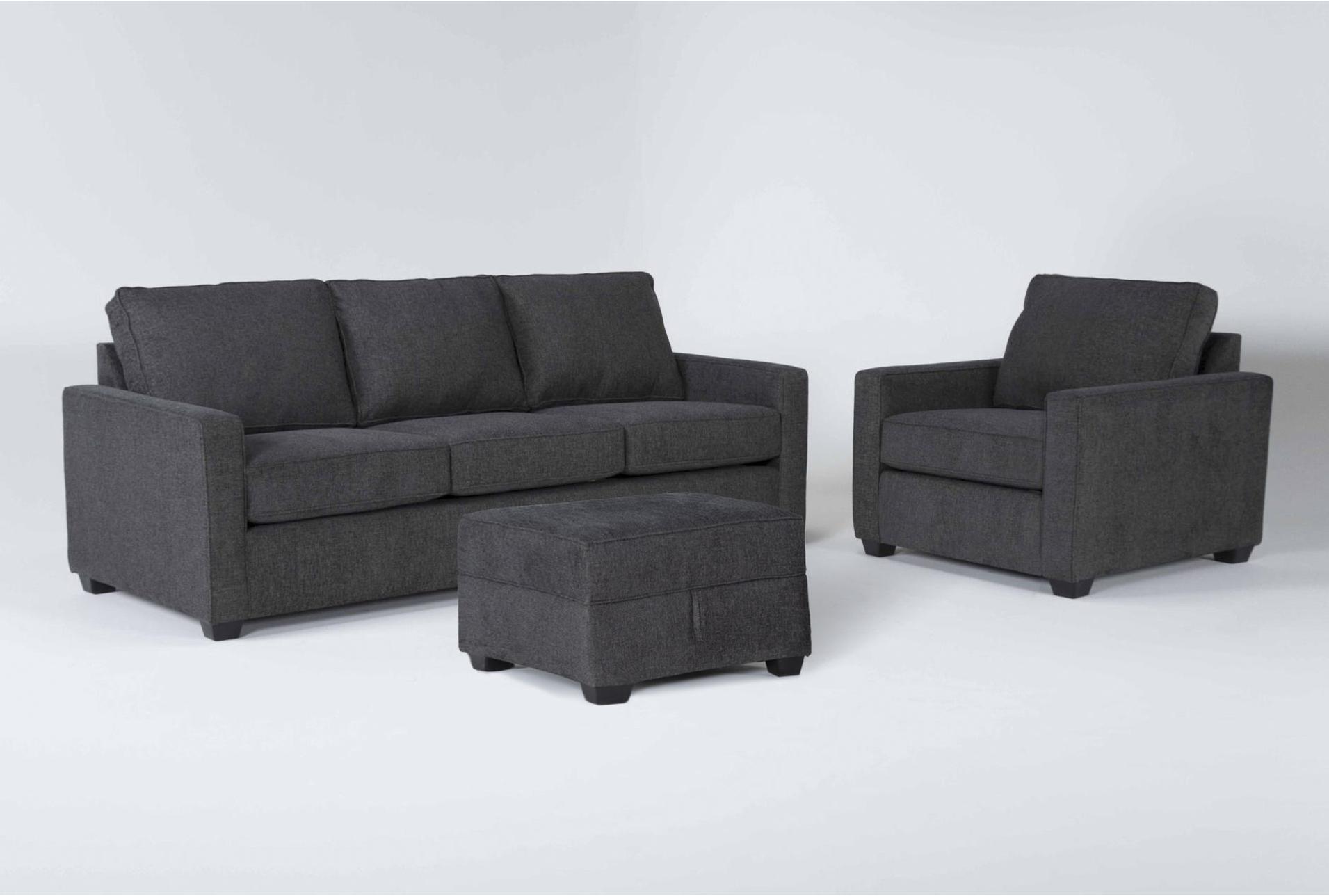 mathers slate grey fabric 3 piece queen memory foam sleeper sofa bed arm chair & storage ottoman set 1 mathers slate grey fabric 3 piece queen memory foam sleeper sofa bed arm chair & storage ottoman set