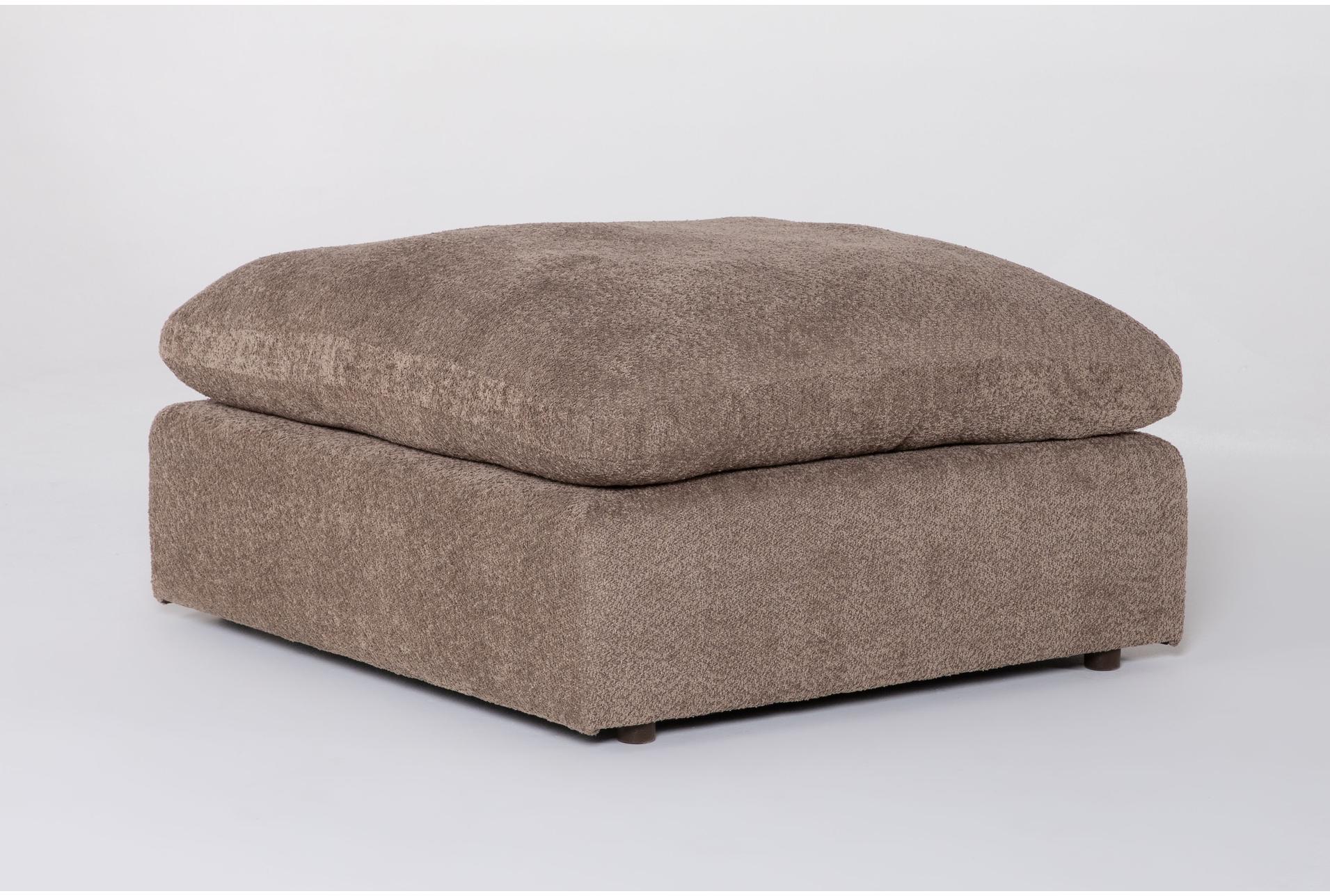 aaliyah 40" mink brown boucle fabric ottoman