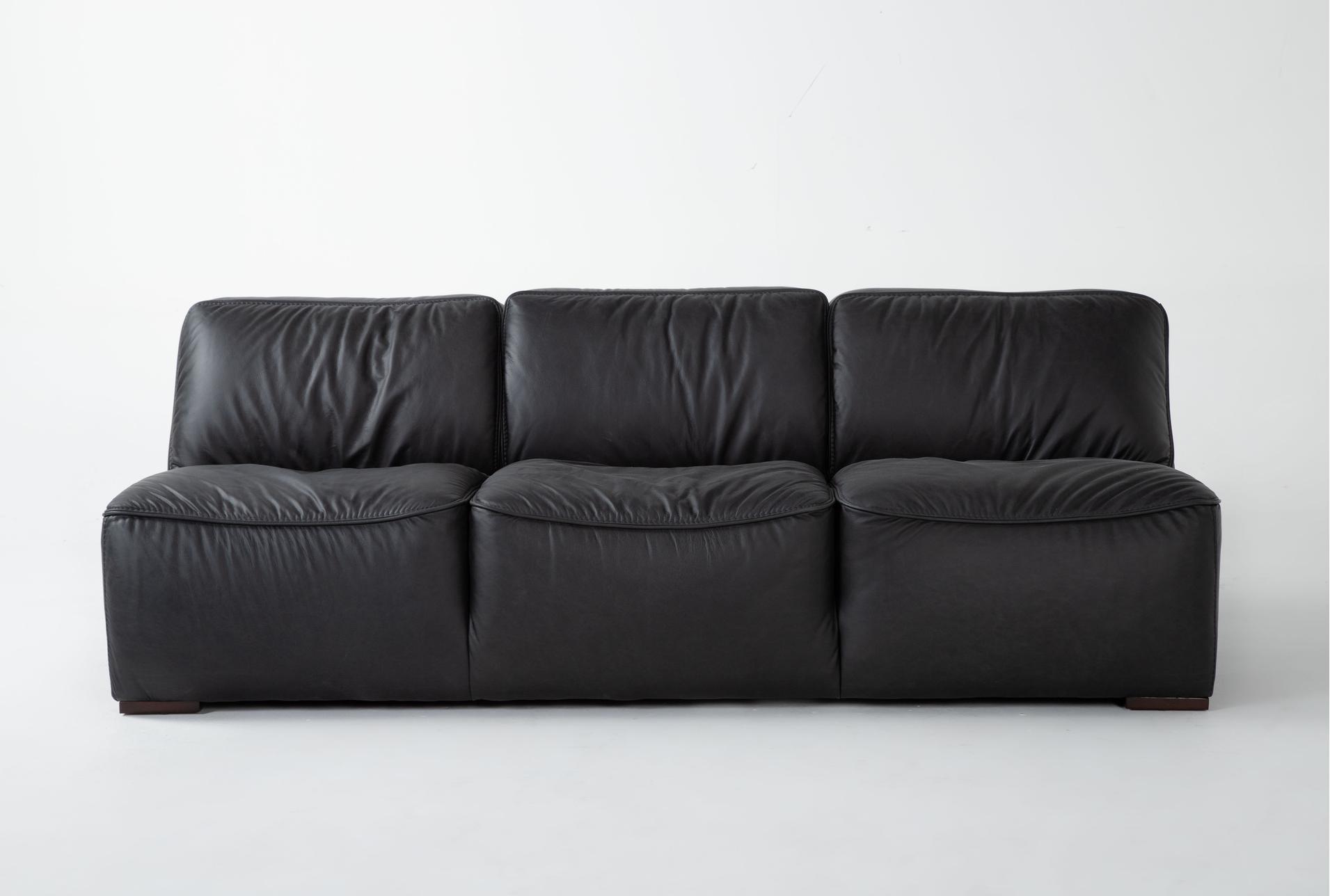 burton dark grey/black leather 91" armless sofa 1 burton dark grey/black leather 91" armless sofa