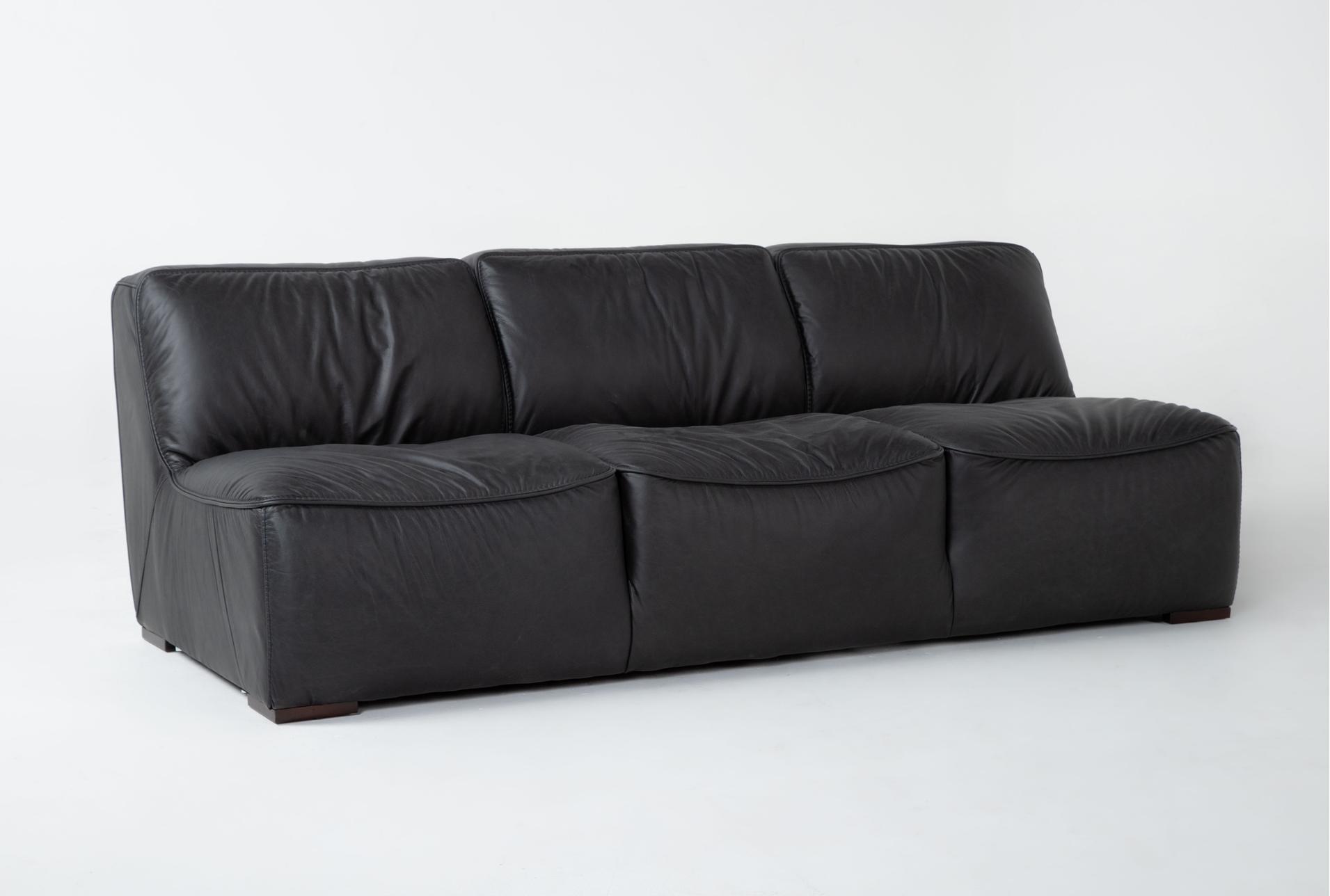 burton dark grey/black leather 91" armless sofa 8 burton dark grey/black leather 91" armless sofa