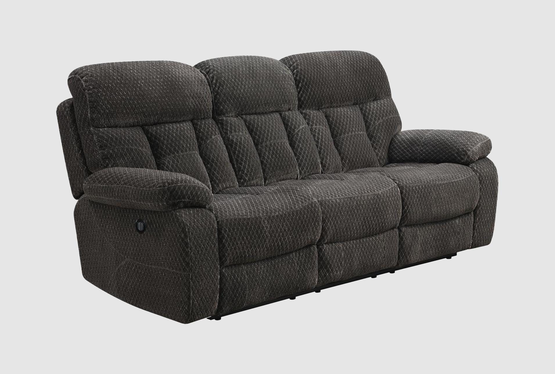 bravo charcoal polyester 87" power reclining sofa with power headrest | adjustable headrests | fabric 1 bravo charcoal polyester 87" power reclining sofa with power headrest | adjustable headrests | fabric
