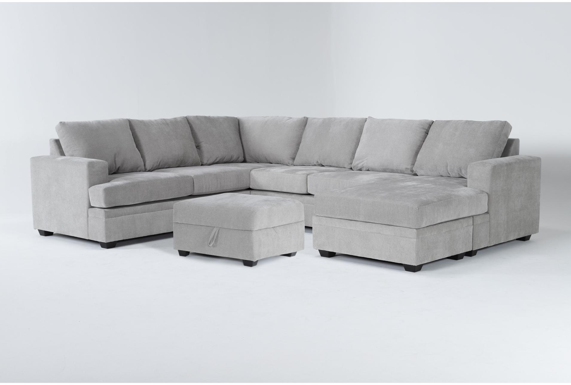 bonaterra dove grey fabric 127" 2 piece u-shaped sectional with right arm facing sofa chaise & storage ottoman 1 bonaterra dove grey fabric 127" 2 piece u-shaped sectional with right arm facing sofa chaise & storage ottoman