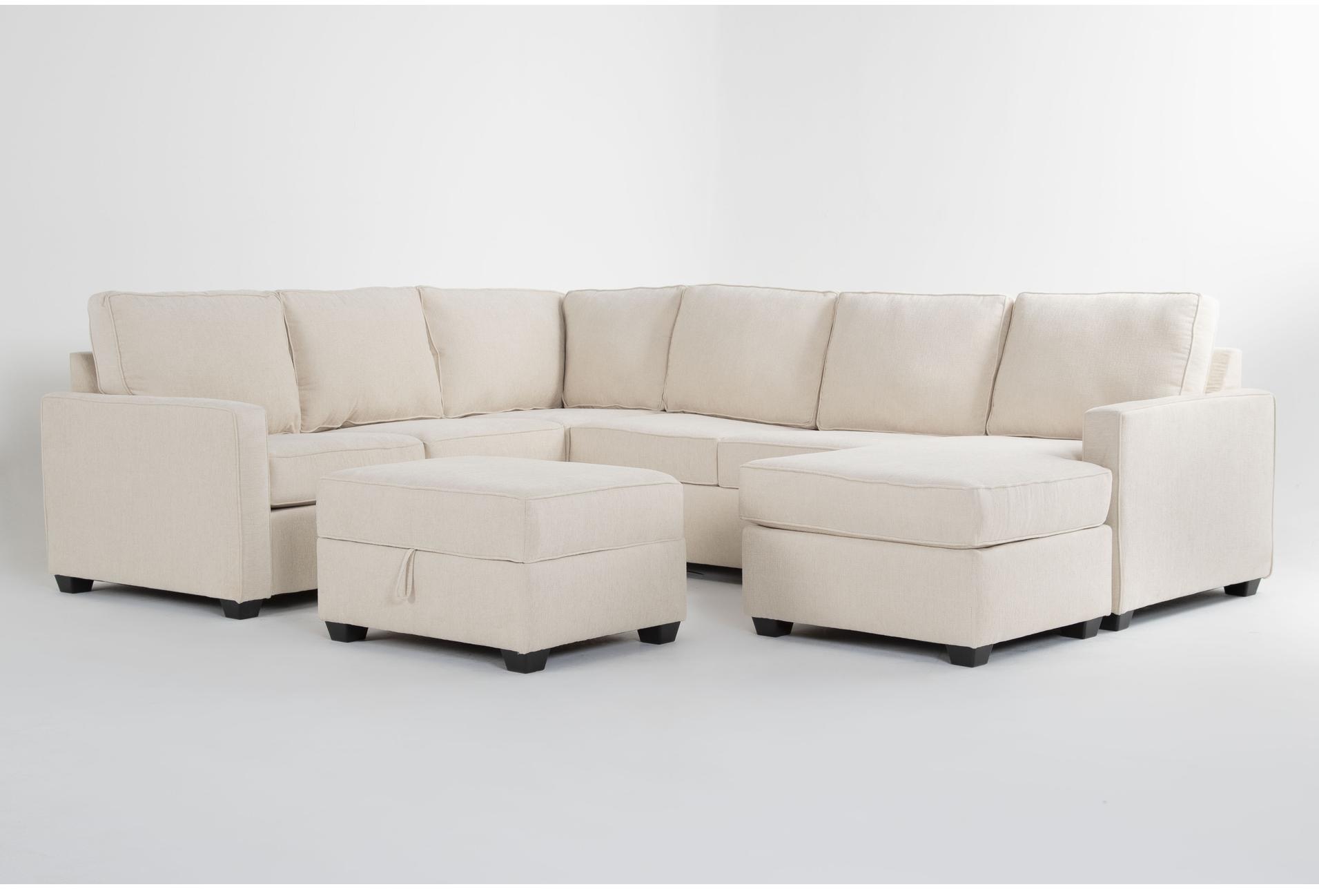mathers cream beige white fabric 125" 2 piece l-shaped sectional with right arm facing queen memory foam sleeper sofa bed chaise & ottoman 1 mathers cream beige white fabric 125" 2 piece l-shaped sectional with right arm facing queen memory foam sleeper sofa bed chaise & ottoman