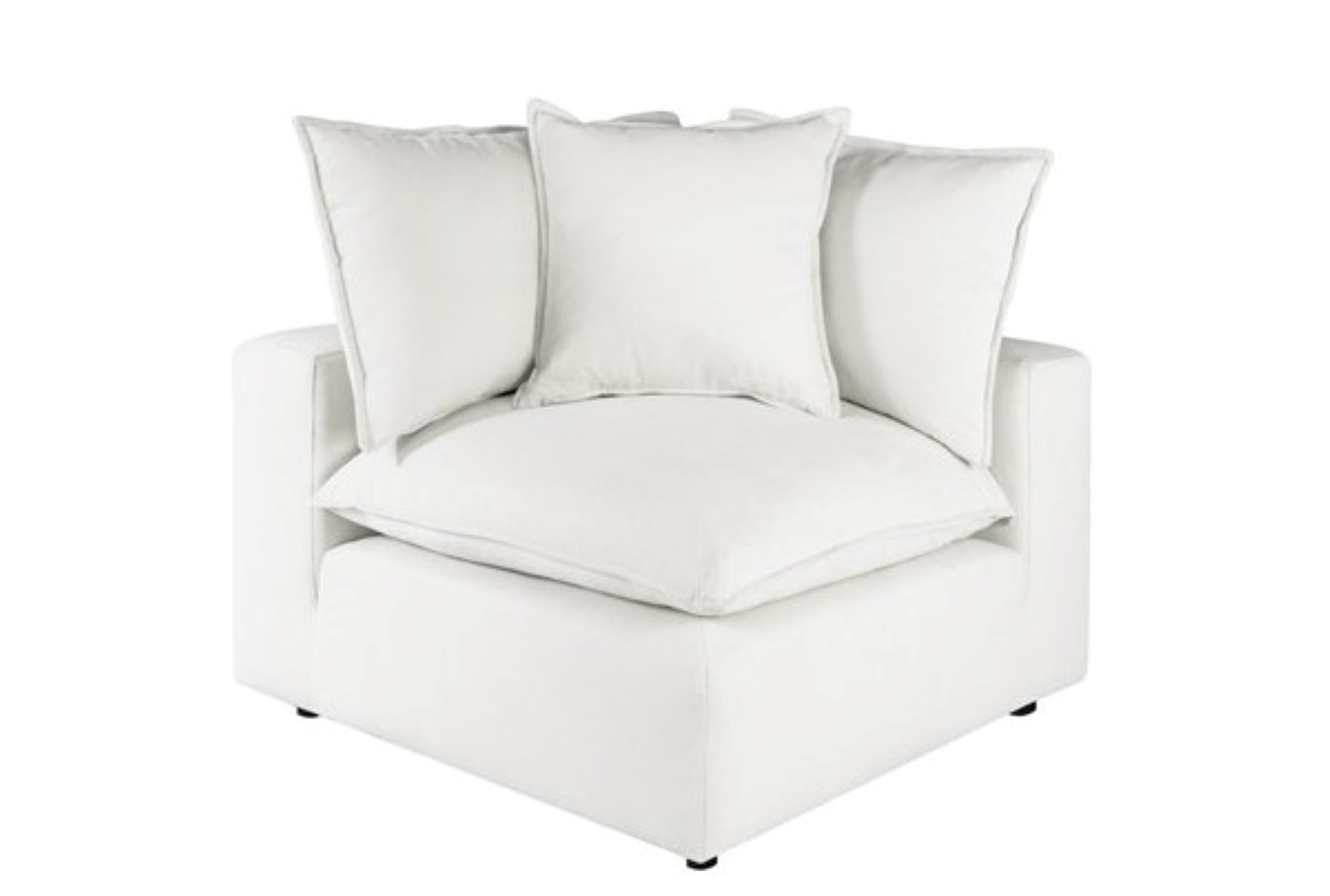 sutton pearl white fabric corner chair