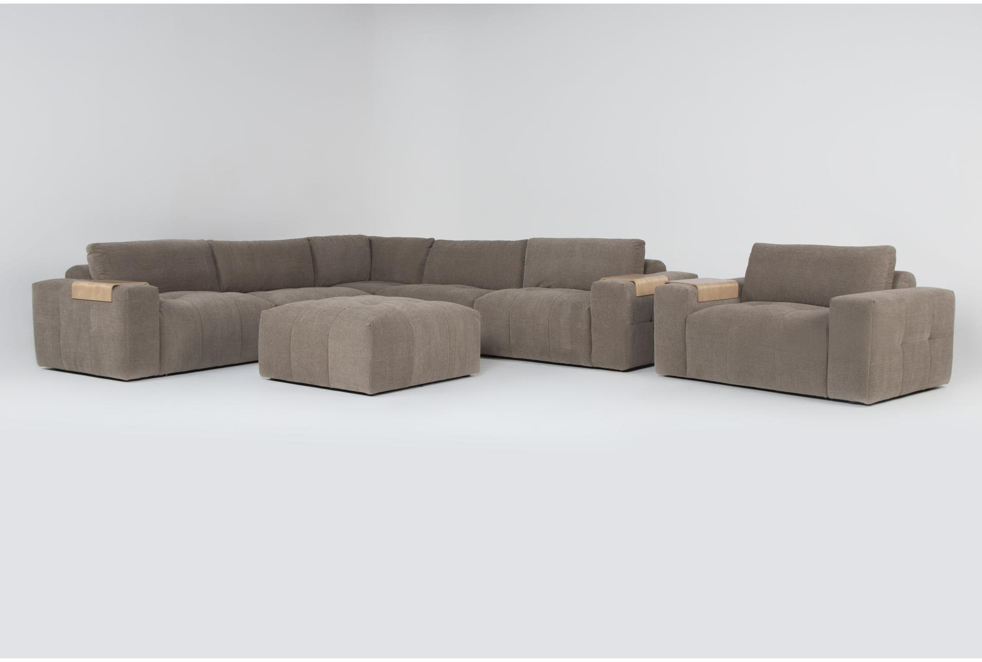 amallo mocha brown fabric 5 piece modular l-shaped sectional ottoman & chair set 1 amallo mocha brown fabric 5 piece modular l-shaped sectional ottoman & chair set