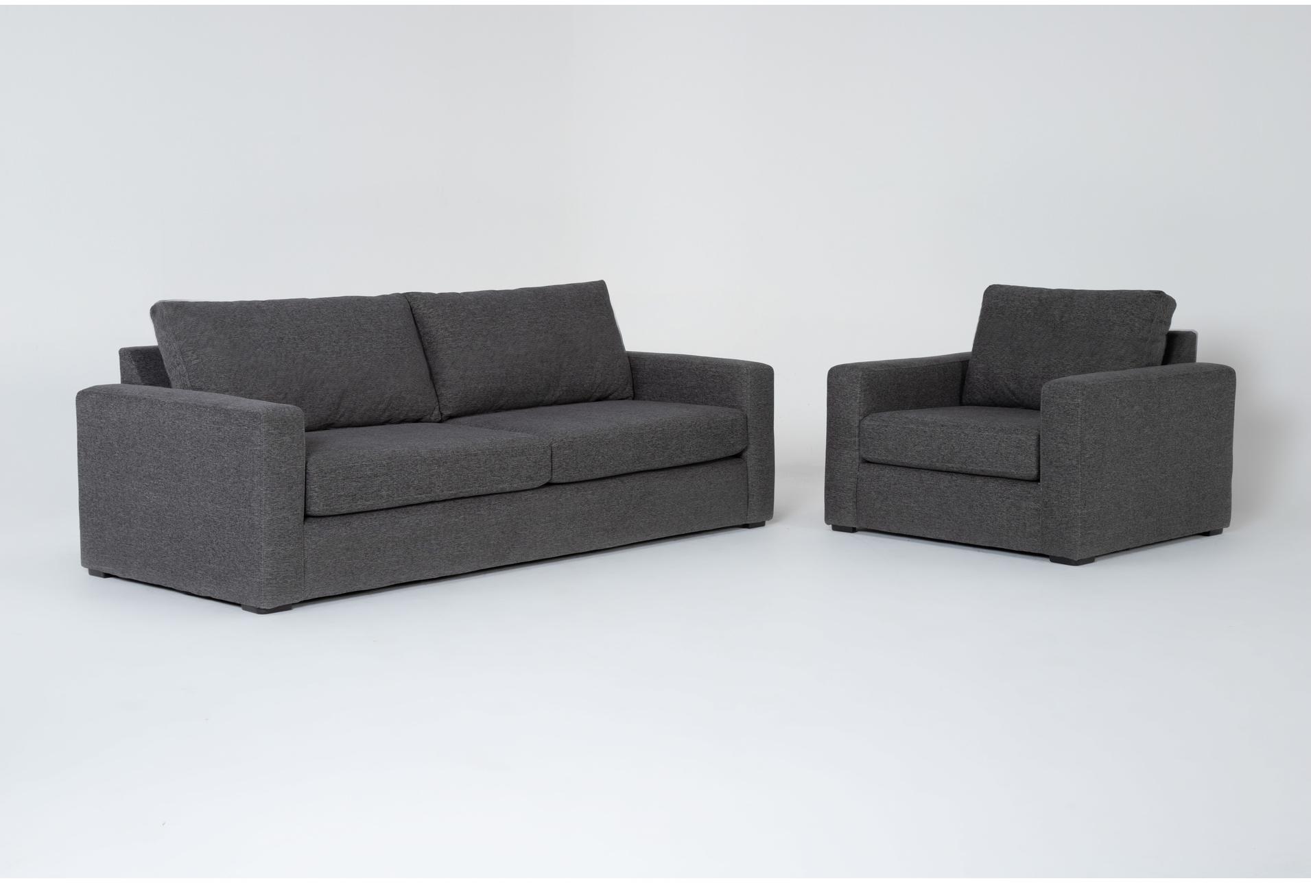 araceli ii pewter grey fabric 2 piece 95" sofa & oversized arm chair set | loose reversible back 1 araceli ii pewter grey fabric 2 piece 95" sofa & oversized arm chair set | loose reversible back