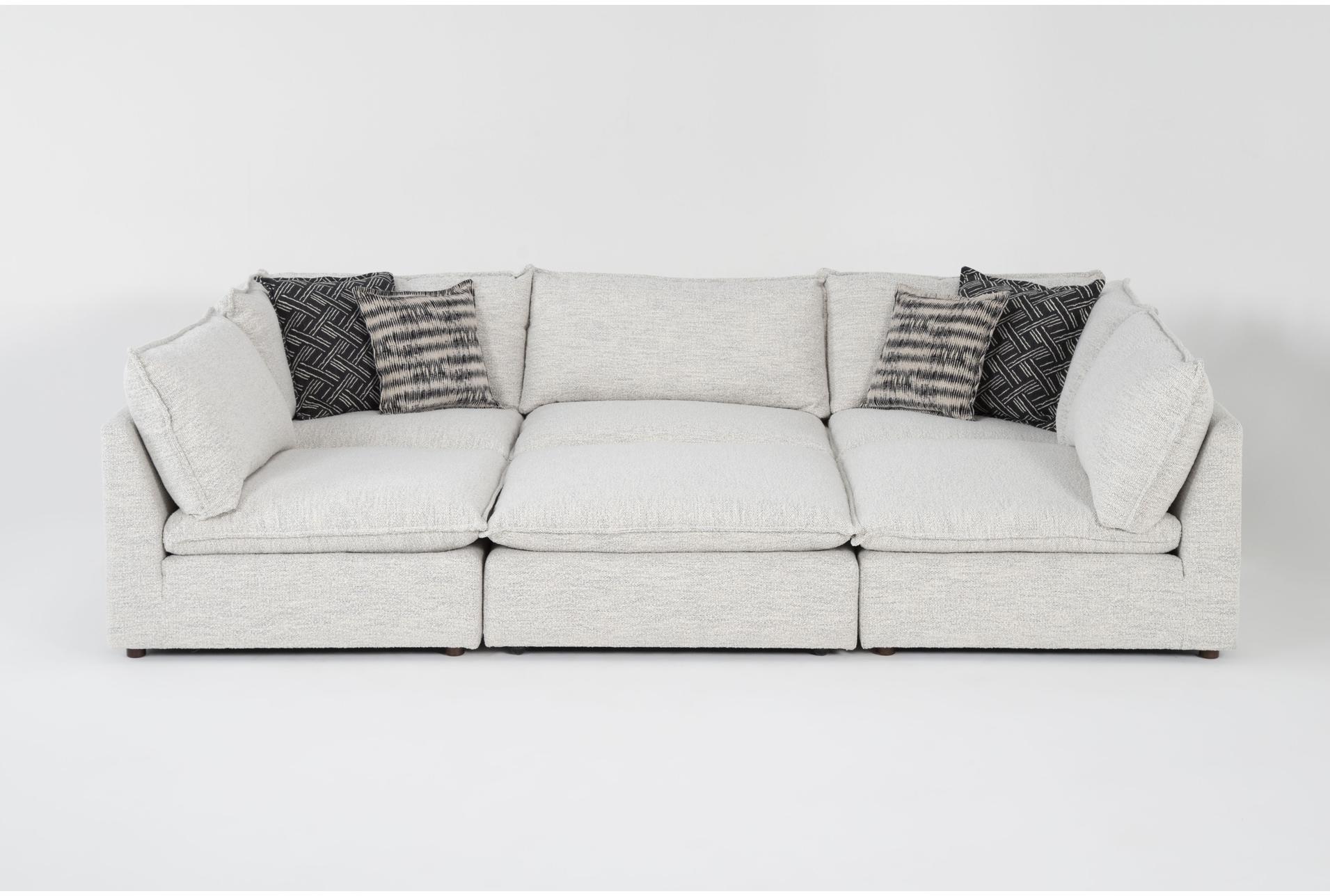 weekend white performance fabric 125" 6 piece modular u-shaped sectional with 2 corners 3 armless chairs & ottoman | reversible 1 weekend white performance fabric 125" 6 piece modular u-shaped sectional with 2 corners 3 armless chairs & ottoman | reversible