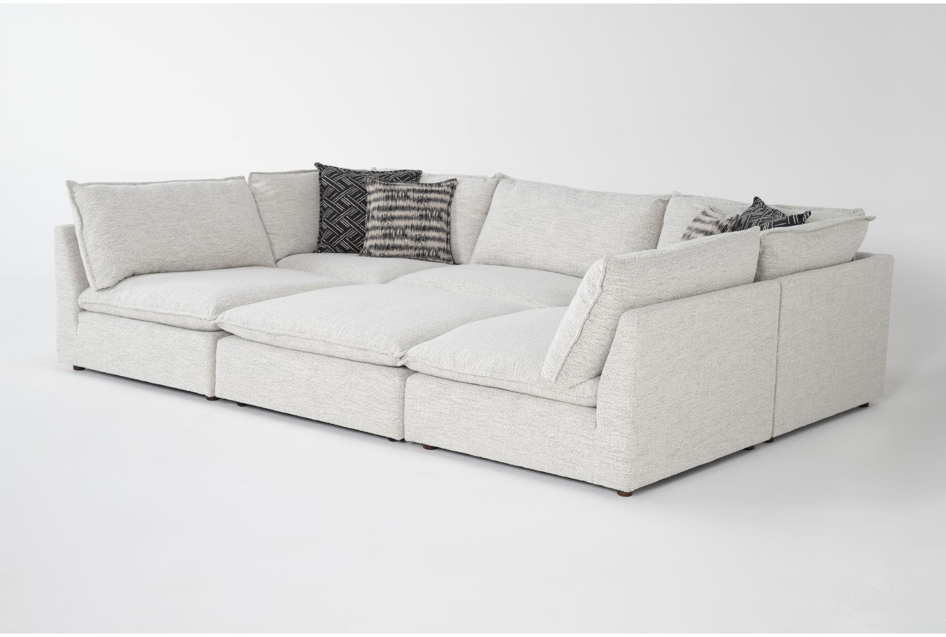 weekend white performance fabric 125" 6 piece modular u-shaped sectional with 2 corners 3 armless chairs & ottoman | reversible 11 weekend white performance fabric 125" 6 piece modular u-shaped sectional with 2 corners 3 armless chairs & ottoman | reversible