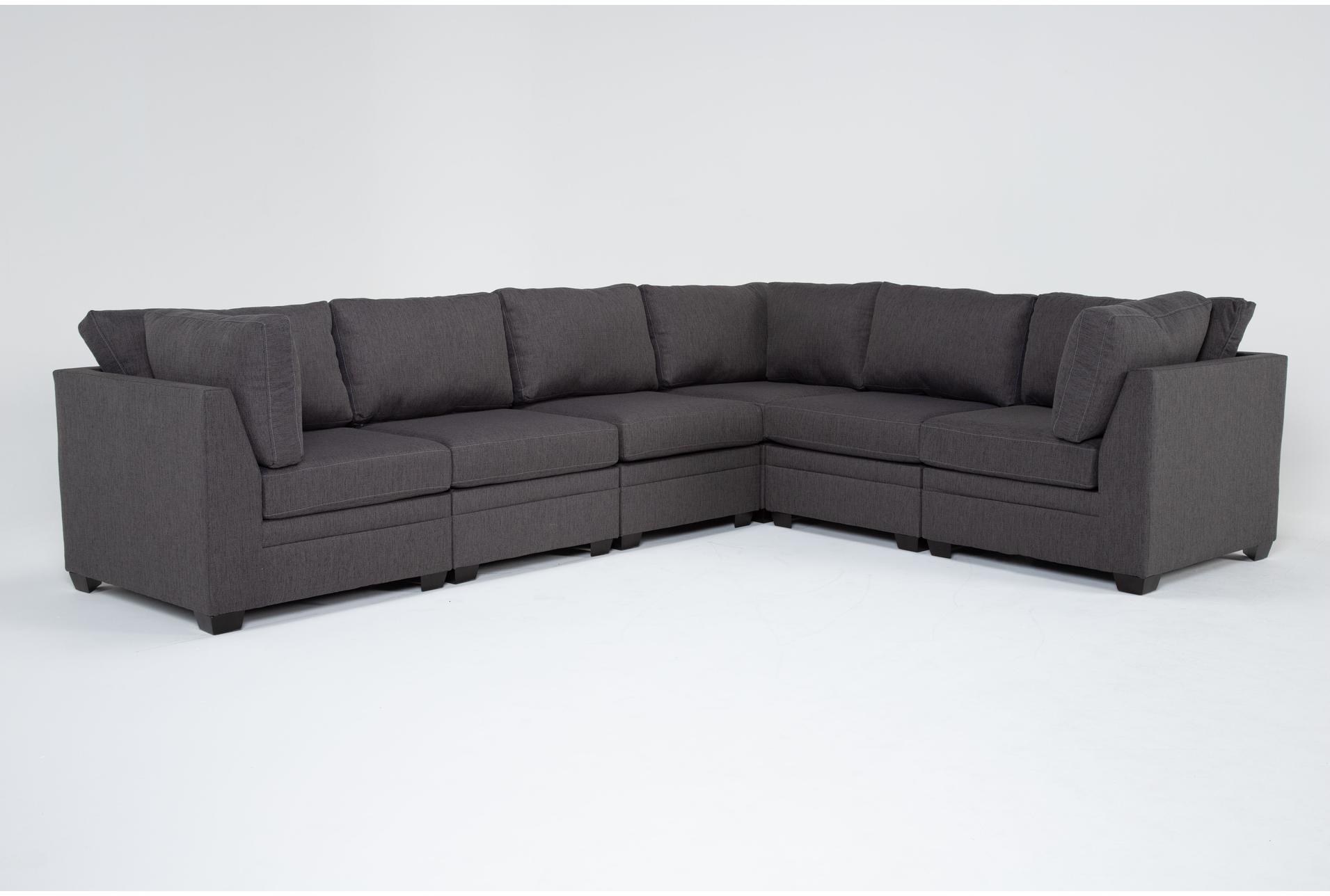 solimar graphite grey fabric 6 piece modular l-shaped sectional with 3 corners & 3 armless chairs 1 solimar graphite grey fabric 6 piece modular l-shaped sectional with 3 corners & 3 armless chairs