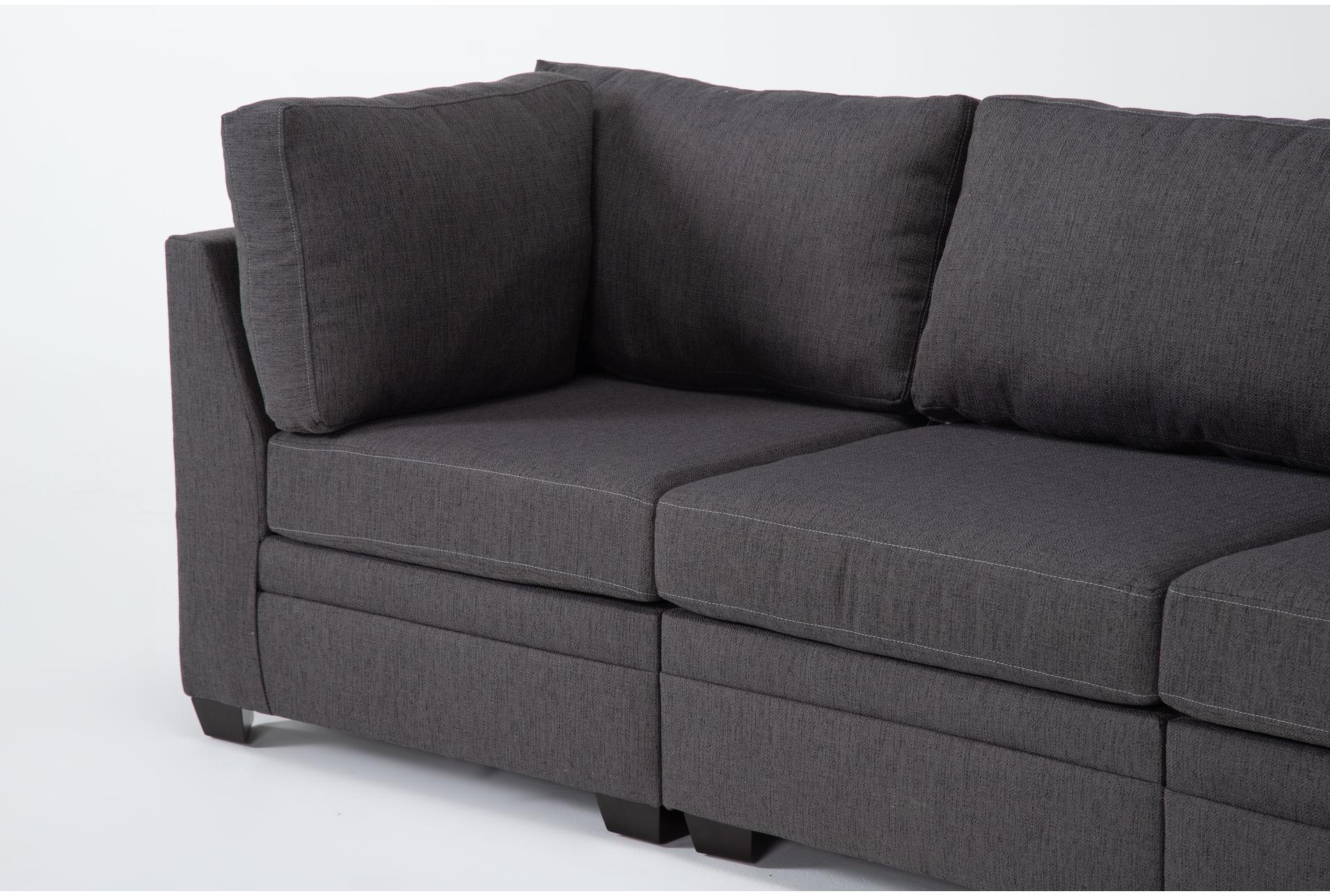 solimar graphite grey fabric 6 piece modular l-shaped sectional with 3 corners & 3 armless chairs 5 solimar graphite grey fabric 6 piece modular l-shaped sectional with 3 corners & 3 armless chairs