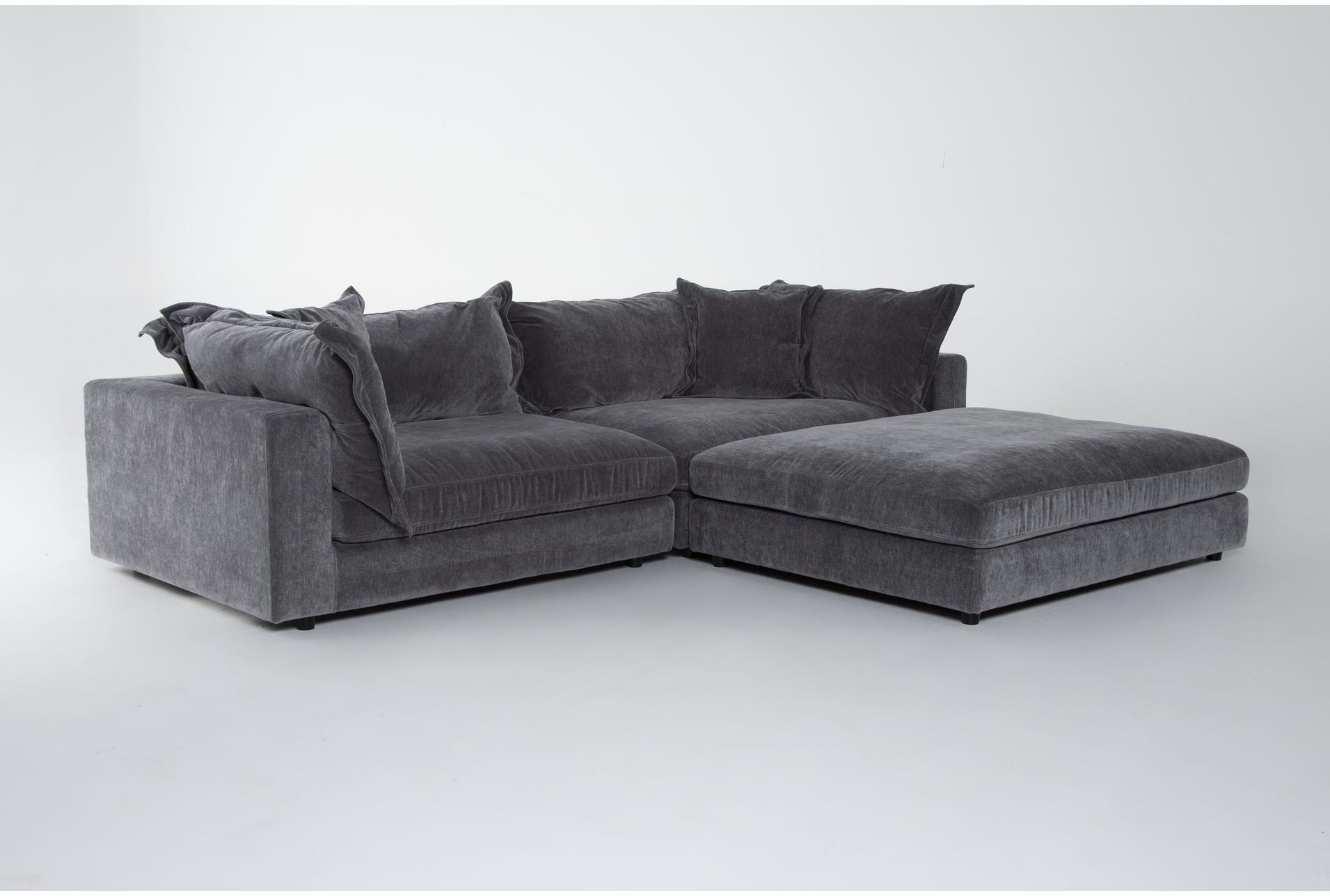 supreme lounger storm grey silver fabric 120" 2 piece oversized modular sofa & ottoman set | left facing 1 supreme lounger storm grey silver fabric 120" 2 piece oversized modular sofa & ottoman set | left facing