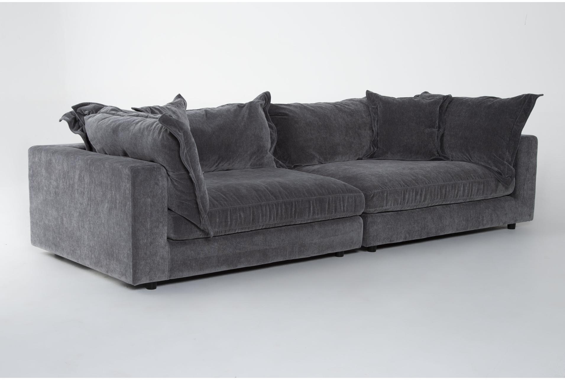 supreme lounger storm grey fabric 120" 2 piece oversized modular sofa 1 supreme lounger storm grey fabric 120" 2 piece oversized modular sofa