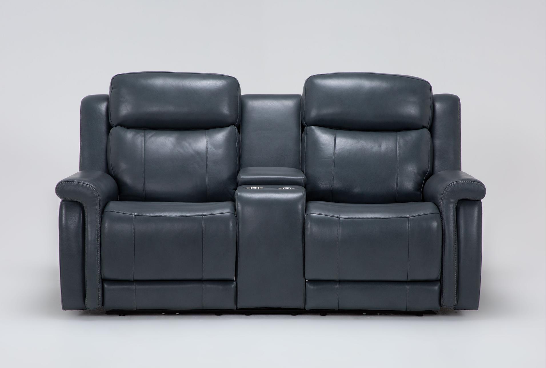 serena ii steel blue leather 76" power zero gravity reclining console loveseat with power headrest & usb 1 serena ii steel blue leather 76" power zero gravity reclining console loveseat with power headrest & usb