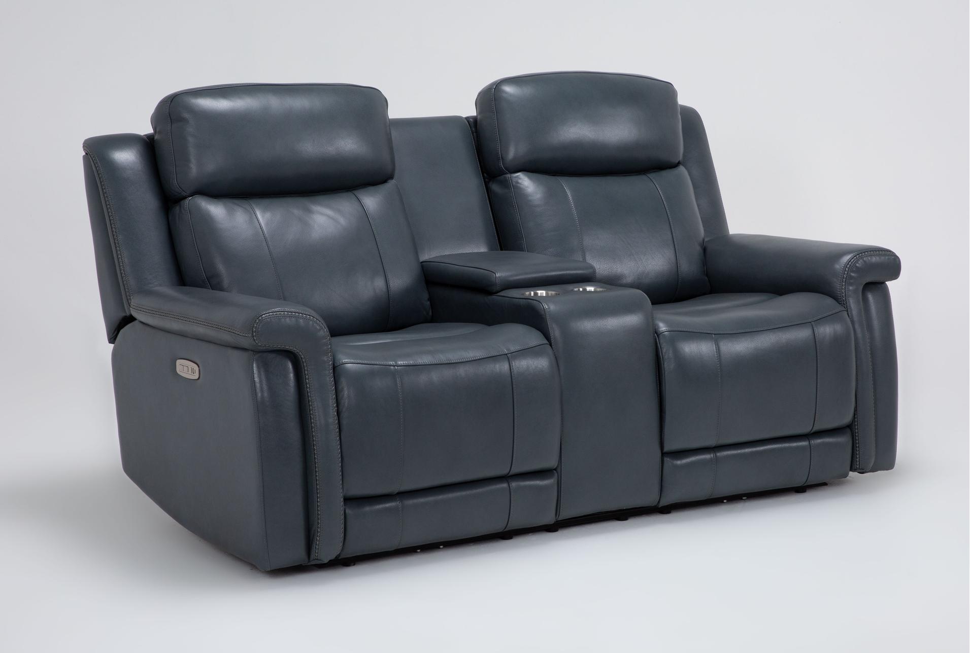 serena ii steel blue leather 76" power zero gravity reclining console loveseat with power headrest & usb 14 serena ii steel blue leather 76" power zero gravity reclining console loveseat with power headrest & usb