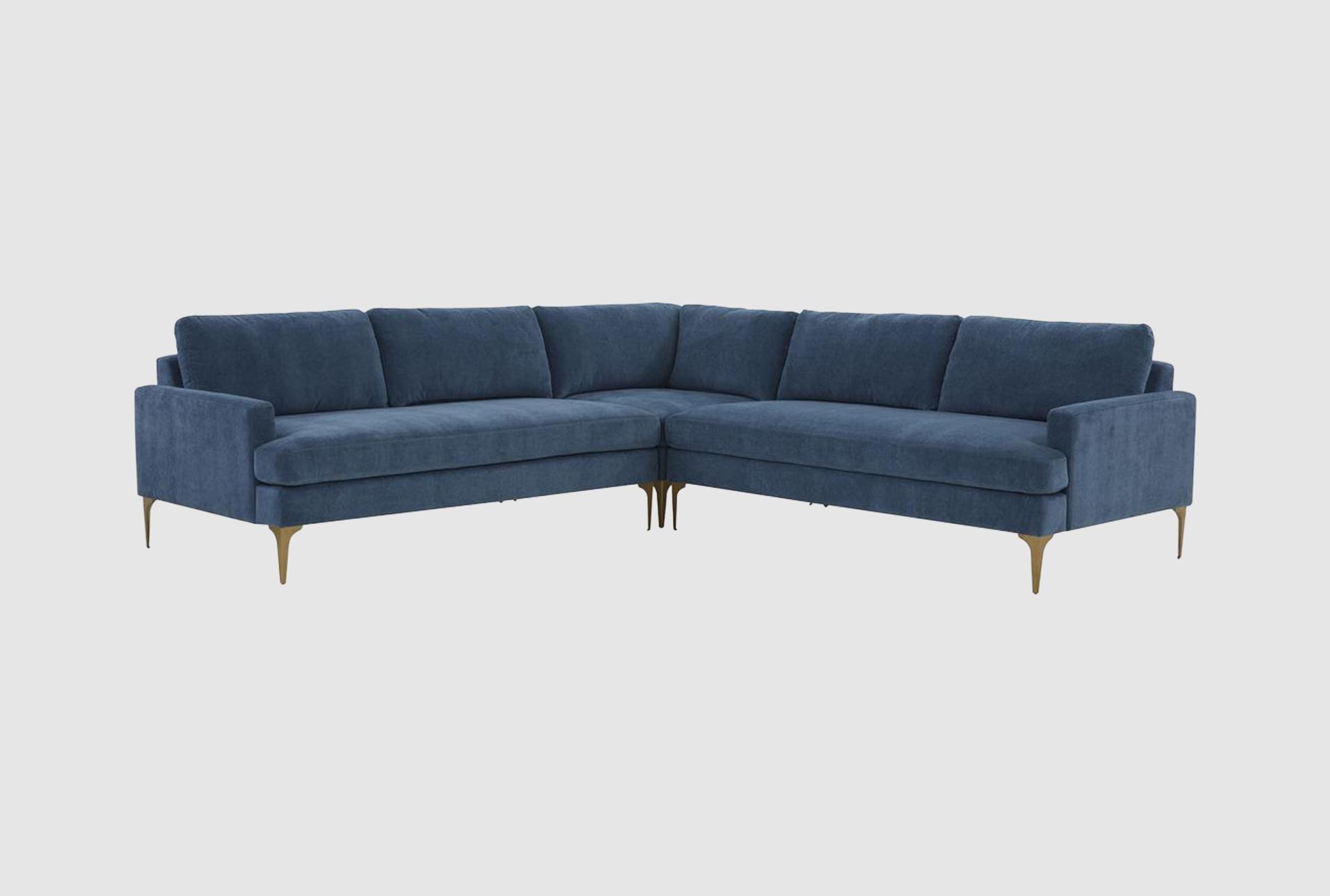 serena blue velvet fabric 4 piece l-shaped sectional | symmetrical | modular 1 serena blue velvet fabric 4 piece l-shaped sectional | symmetrical | modular