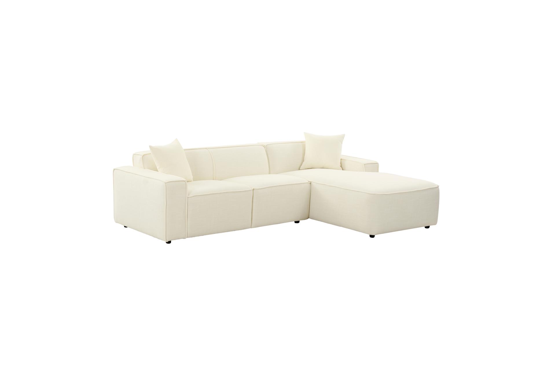 olafur cream white fabric linen 97" 2 piece sectional with right arm facing chaise 1 olafur cream white fabric linen 97" 2 piece sectional with right arm facing chaise