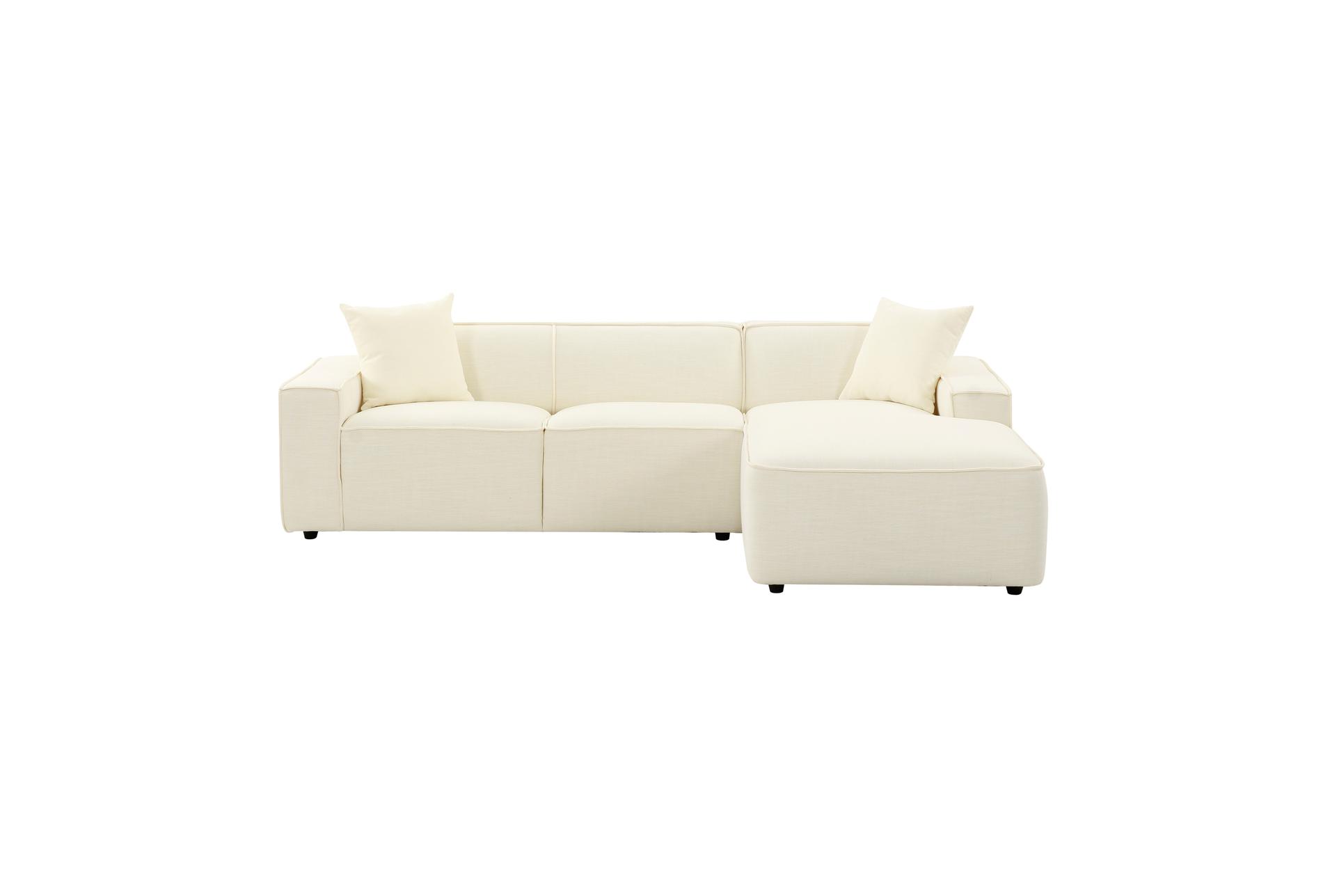 olafur cream white fabric linen 97" 2 piece sectional with right arm facing chaise 9 olafur cream white fabric linen 97" 2 piece sectional with right arm facing chaise