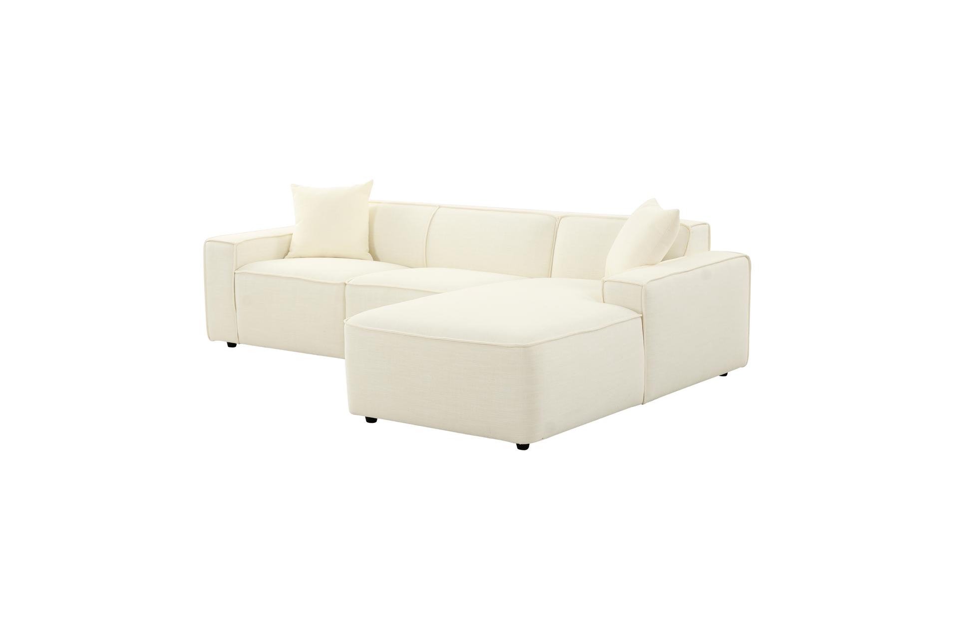 olafur cream white fabric linen 97" 2 piece sectional with right arm facing chaise 11 olafur cream white fabric linen 97" 2 piece sectional with right arm facing chaise