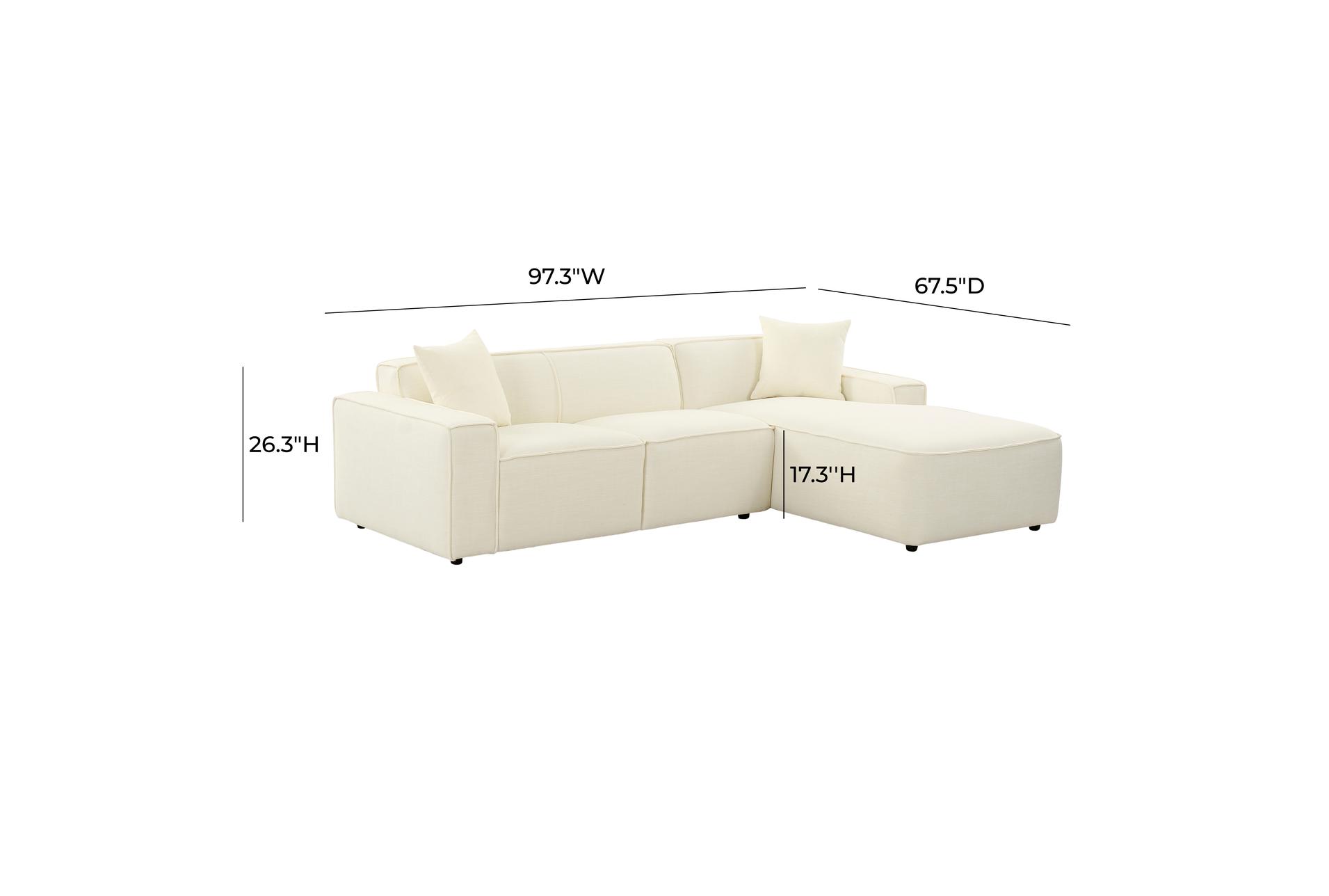olafur cream white fabric linen 97" 2 piece sectional with right arm facing chaise 12 olafur cream white fabric linen 97" 2 piece sectional with right arm facing chaise