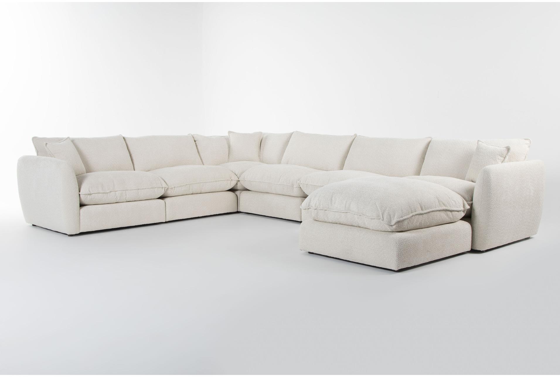 ruby cream beige natural boucle fabric 6 piece modular 167" l-shaped sectional with ottoman | reversible 1 ruby cream beige natural boucle fabric 6 piece modular 167" l-shaped sectional with ottoman | reversible