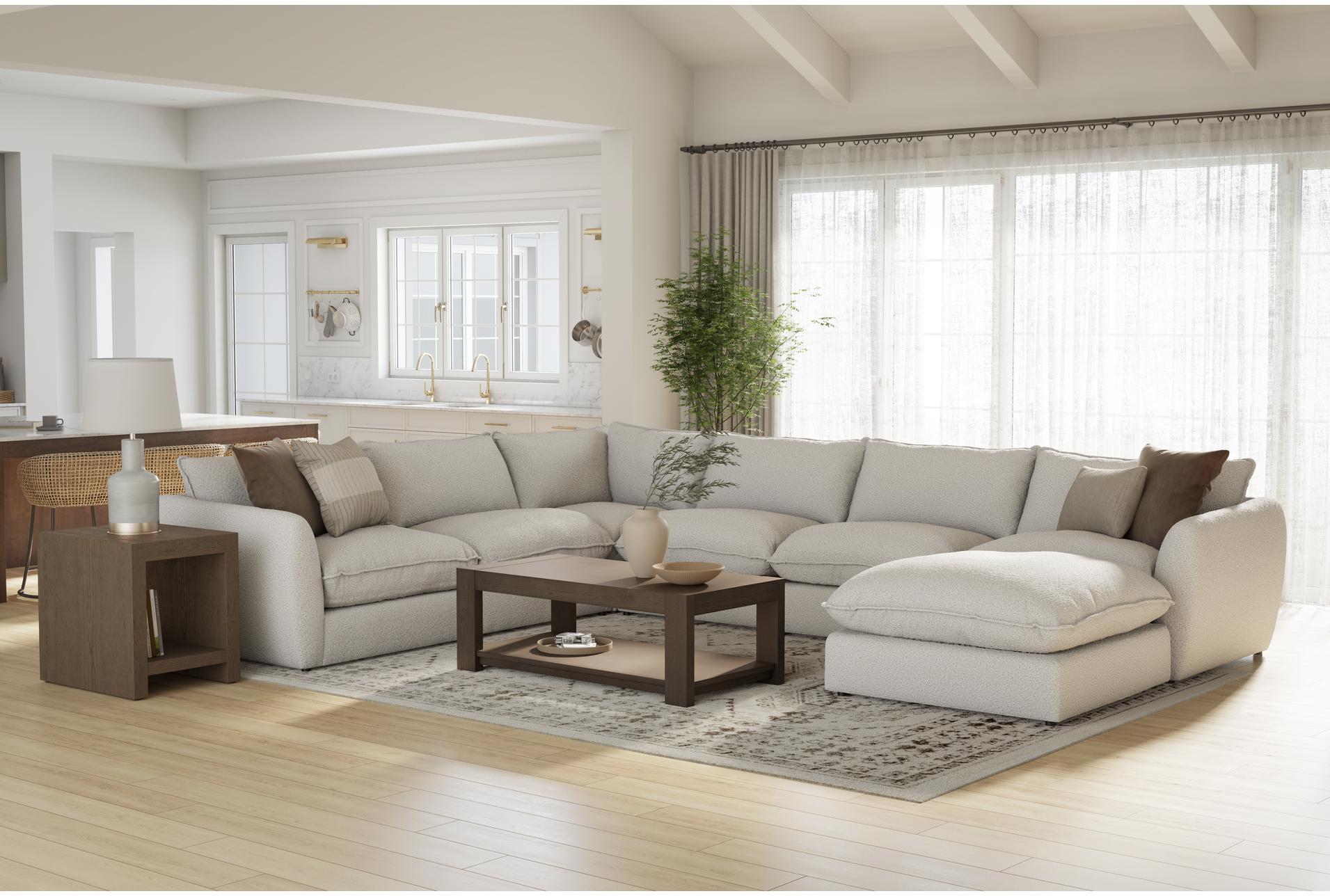 ruby cream beige natural boucle fabric 6 piece modular 167" l-shaped sectional with ottoman | reversible 18 ruby cream beige natural boucle fabric 6 piece modular 167" l-shaped sectional with ottoman | reversible