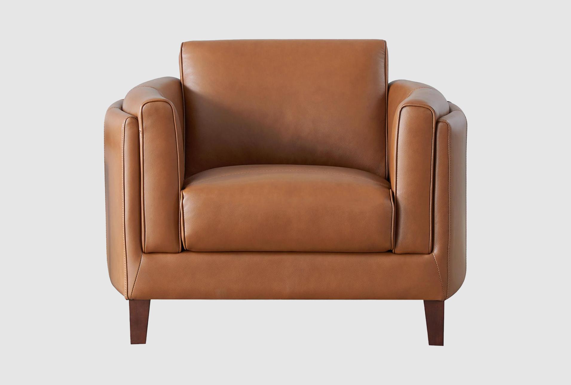 aamir brown modern leather arm chair | 100% leather | with arms | club | armchair