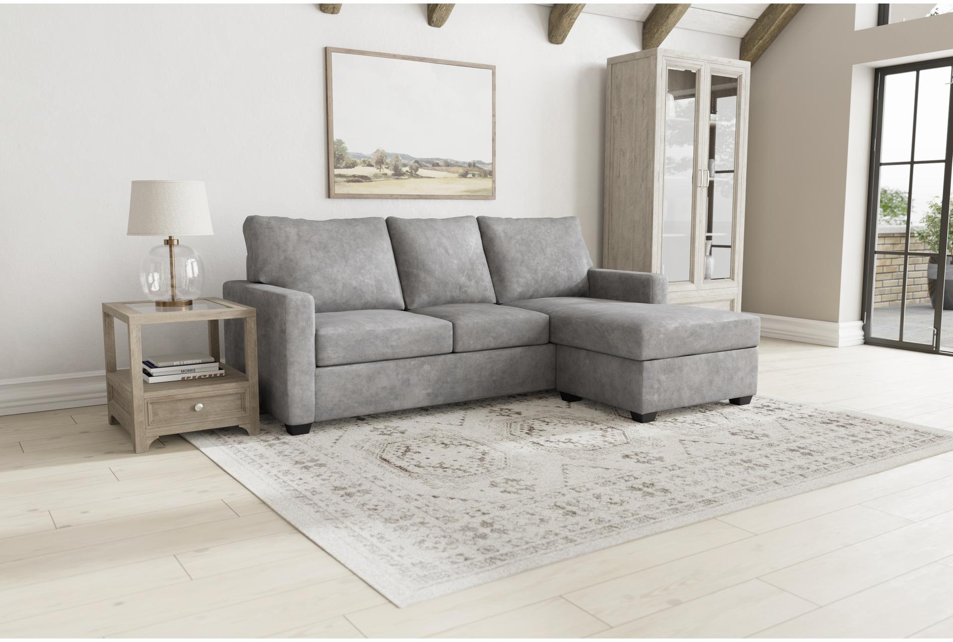 aramis vintage grey fabric 83" sofa with reversible chaise | track arms | loose reversible back 14 aramis vintage grey fabric 83" sofa with reversible chaise | track arms | loose reversible back