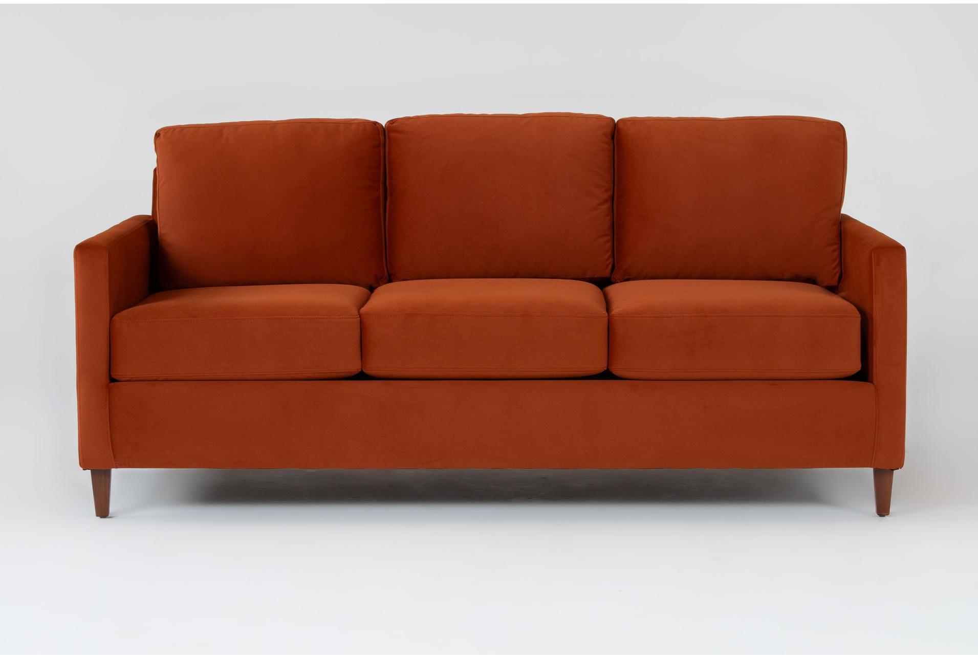 santana burnt sienna velvet fabric 78" sofa 1 santana burnt sienna velvet fabric 78" sofa