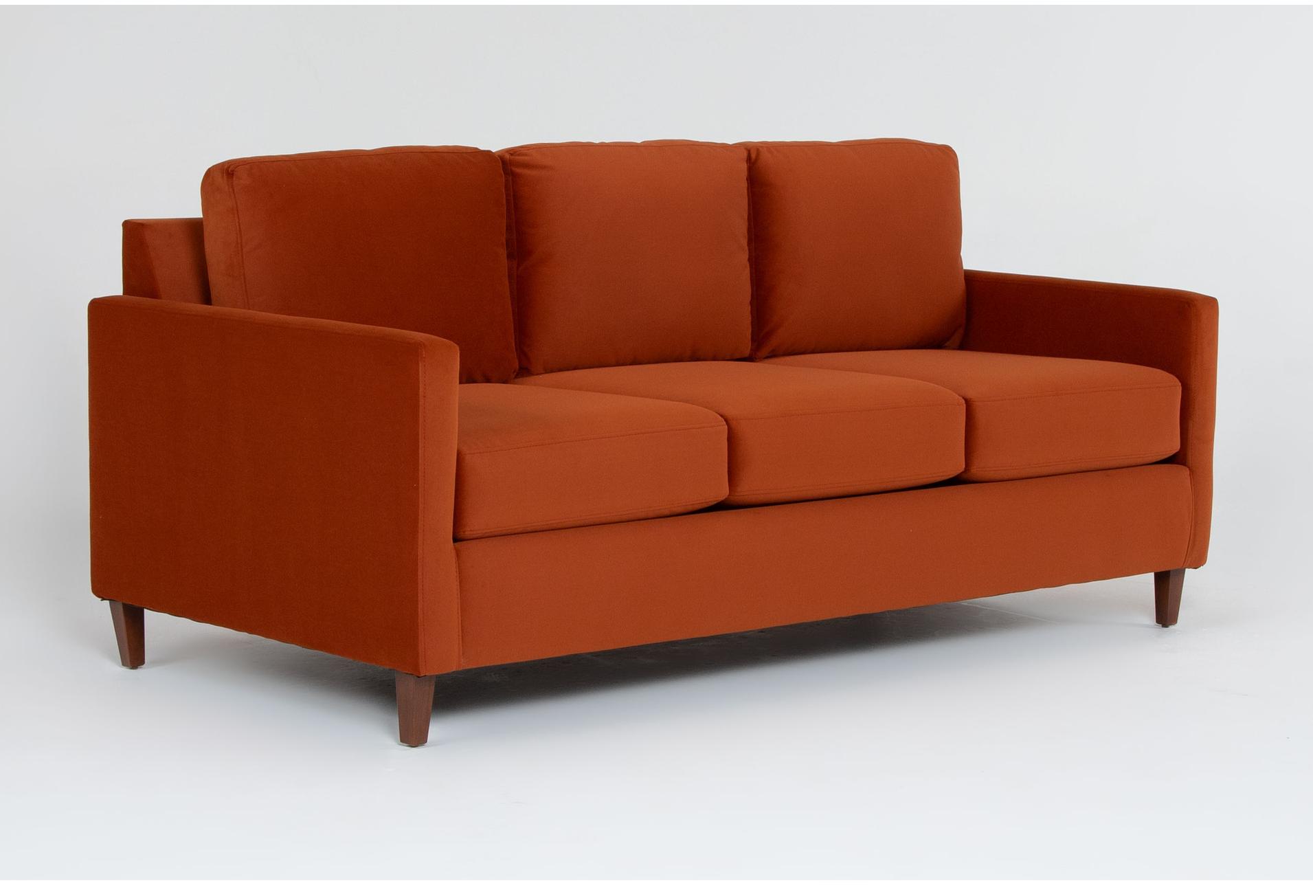 santana burnt sienna velvet fabric 78" sofa 8 santana burnt sienna velvet fabric 78" sofa