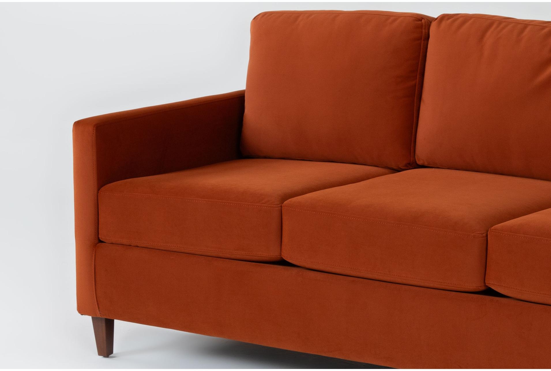 santana burnt sienna velvet fabric 78" sofa 9 santana burnt sienna velvet fabric 78" sofa
