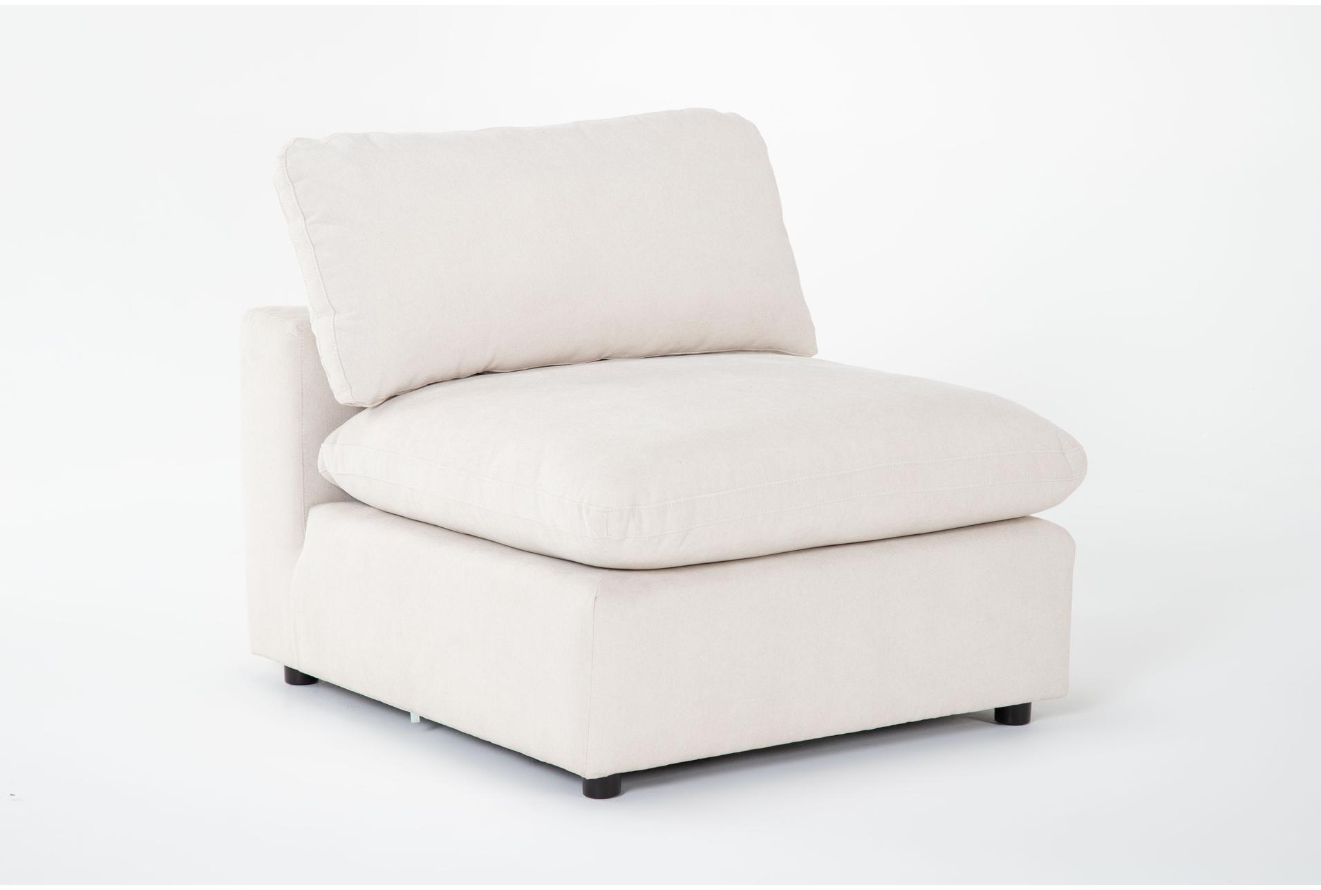 zone cream white armless chair | fabric | solid | modular | loose reversible back