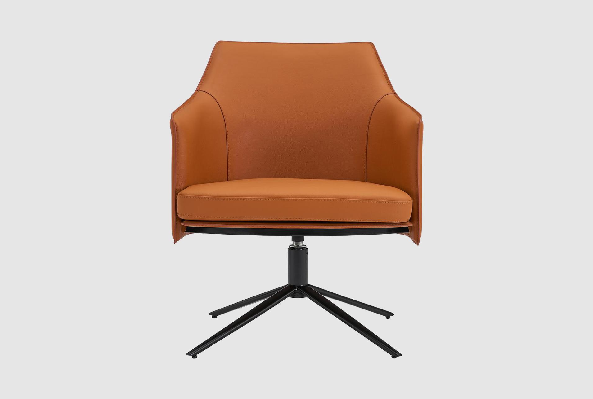 senna cognac brown leatherette swivel arm chair with black steel base | solid | armchair 1 senna cognac brown leatherette swivel arm chair with black steel base | solid | armchair