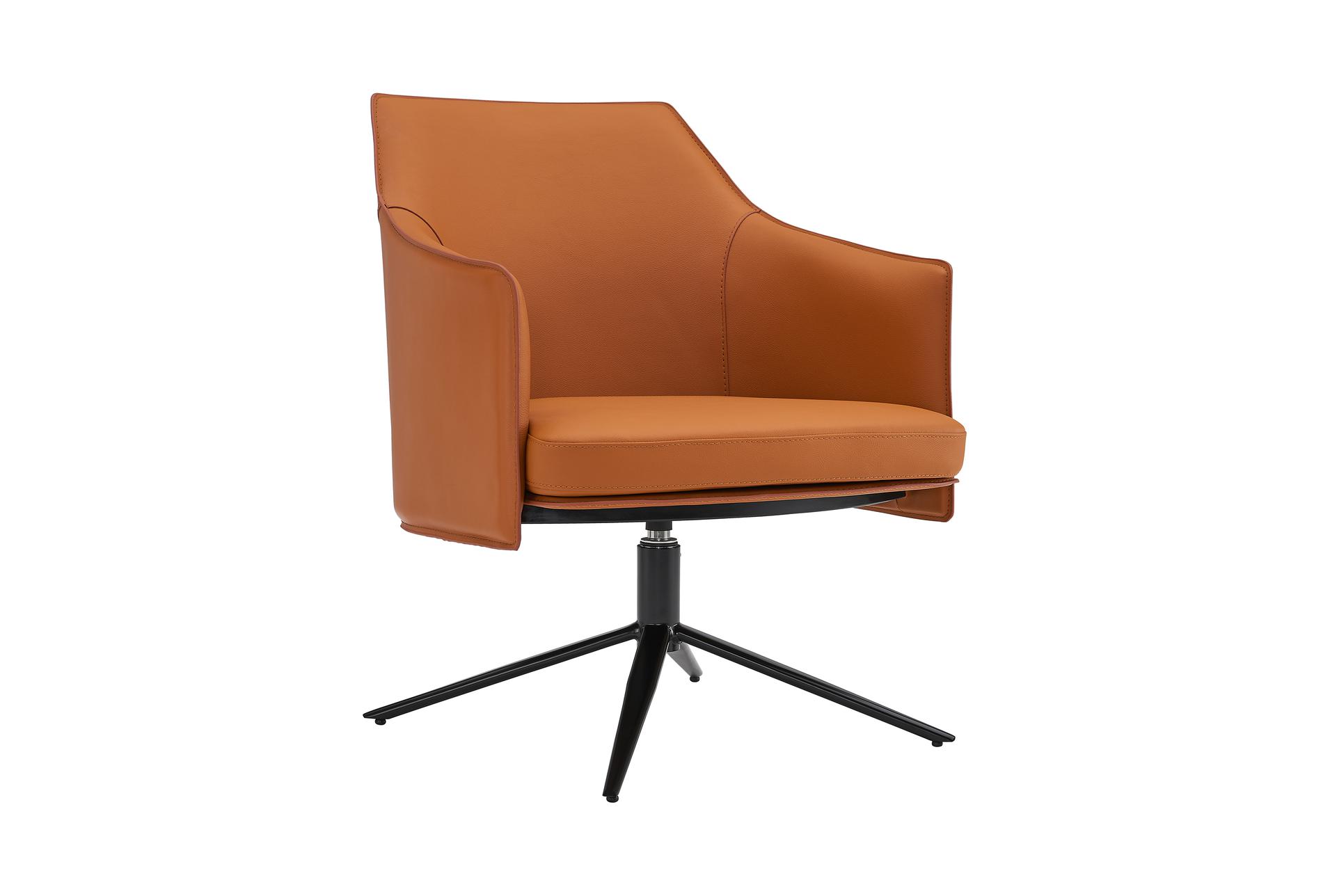 senna cognac brown leatherette swivel arm chair with black steel base | solid | armchair 10 senna cognac brown leatherette swivel arm chair with black steel base | solid | armchair