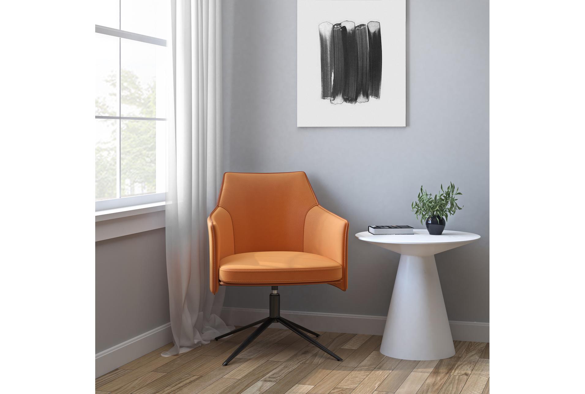 senna cognac brown leatherette swivel arm chair with black steel base | solid | armchair 15 senna cognac brown leatherette swivel arm chair with black steel base | solid | armchair