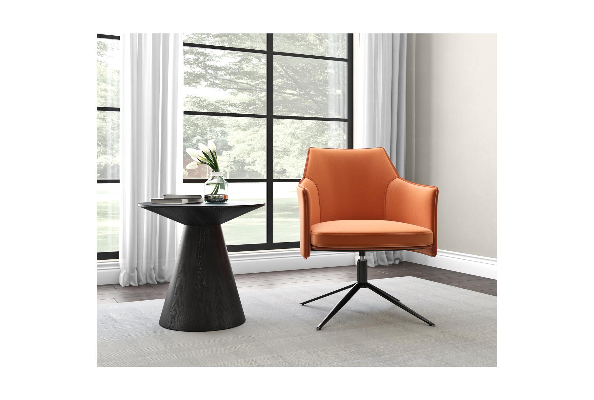 senna cognac brown leatherette swivel arm chair with black steel base | solid | armchair 16 senna cognac brown leatherette swivel arm chair with black steel base | solid | armchair