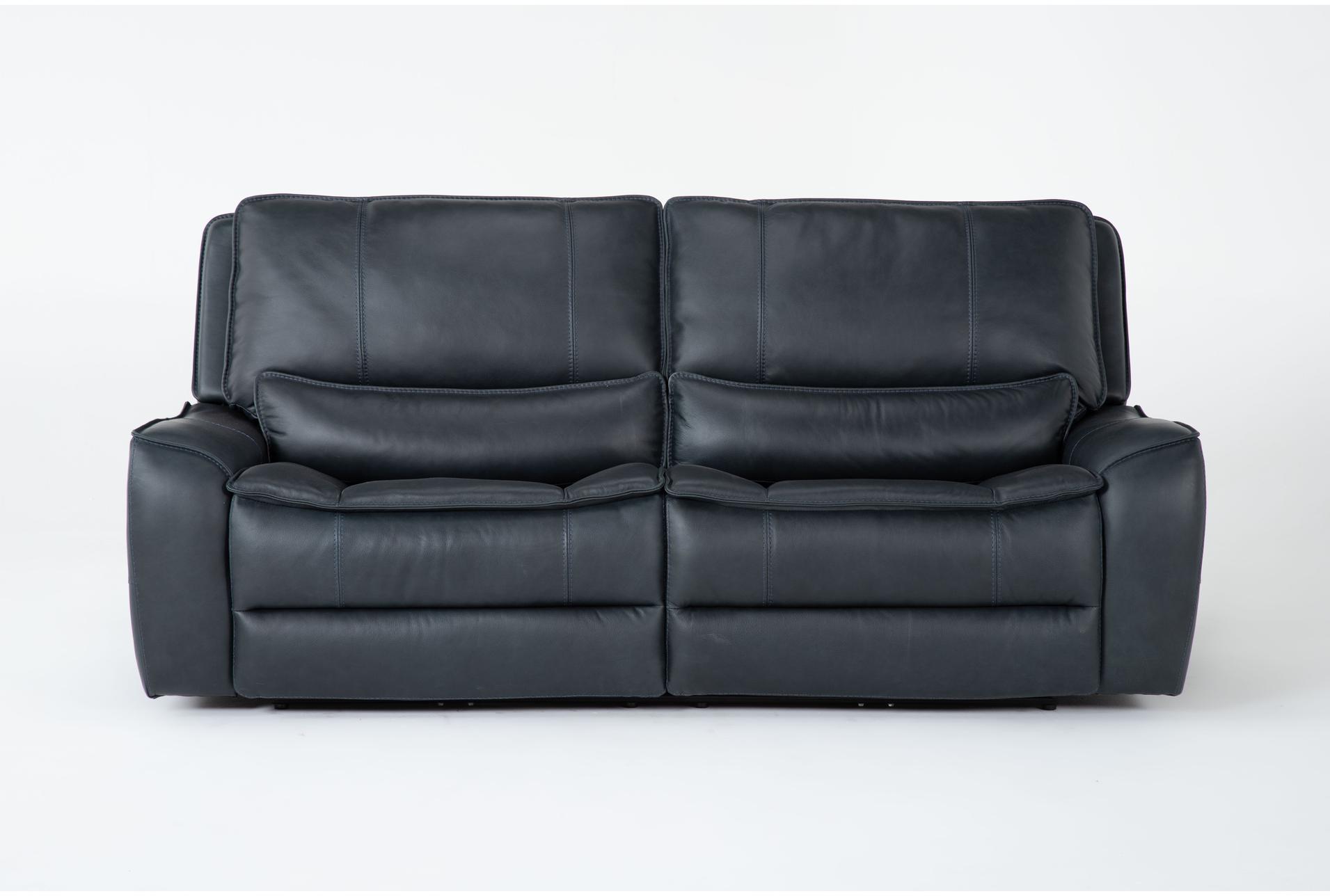 montana navy blue top grain leather 89" power zero gravity reclining sofa with power headrest & usb 1 montana navy blue top grain leather 89" power zero gravity reclining sofa with power headrest & usb