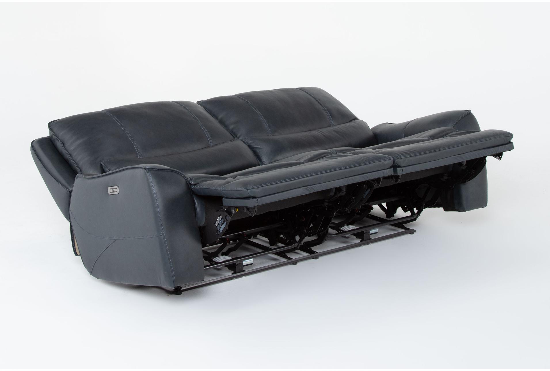 montana navy blue top grain leather 89" power zero gravity reclining sofa with power headrest & usb 17 montana navy blue top grain leather 89" power zero gravity reclining sofa with power headrest & usb