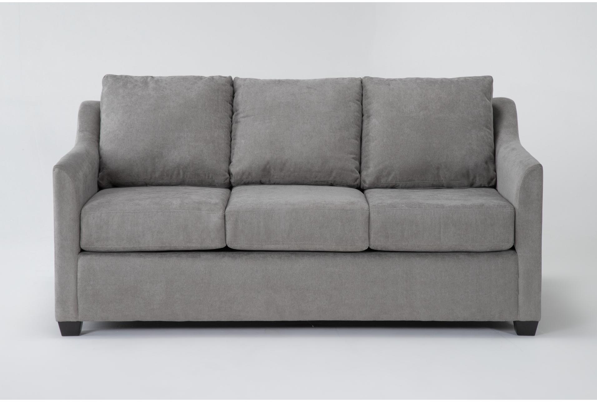 porthos vintage grey fabric 72" full memory foam sleeper sofa bed | loose reversible back